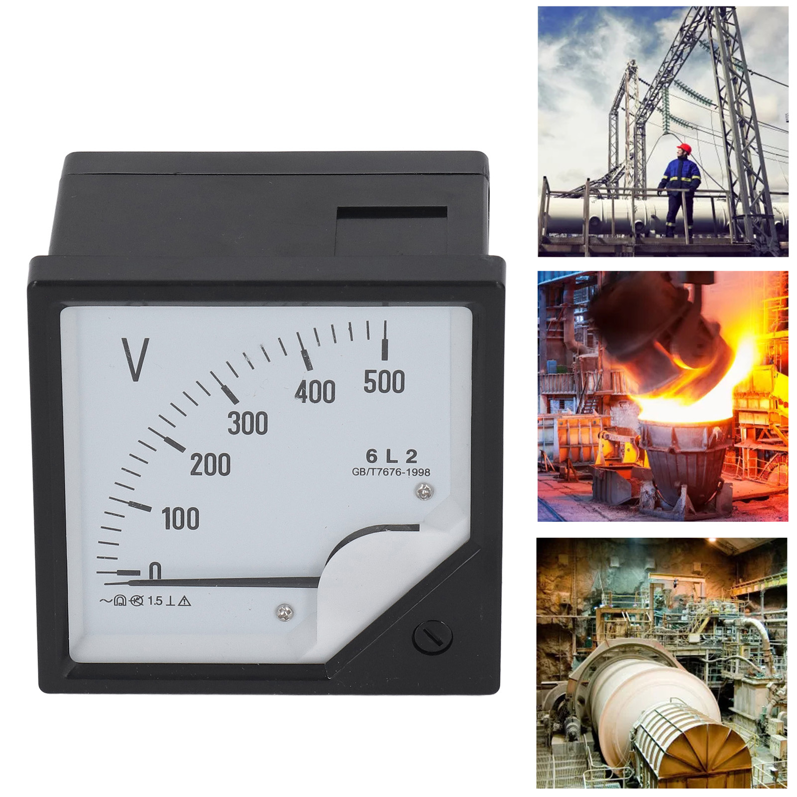 6l2 500v Wechselstrom-voltmeter Mit Zeiger, Quadratische Ausführung, Für 0-500v Generatoren