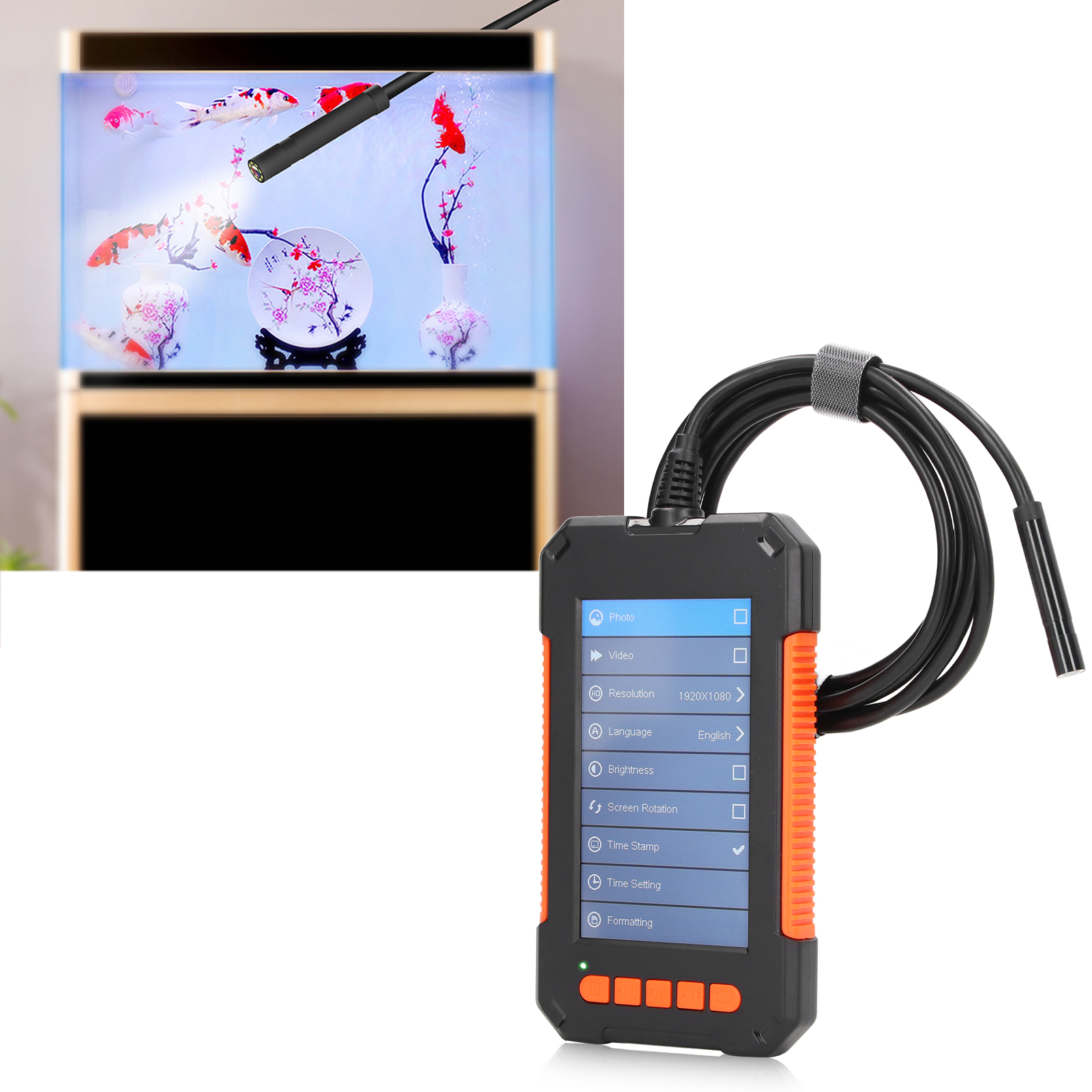Industrielle Endoskopkamera Mit 8-mm-objektiv, Digitale Endoskopische Inspektionskamera Mit 4,3-zoll-ips-bildschirm, 1080p Hd Schlangenkamera Mit 8 Led-leuchten Für Die Inspektion Von Kfz-abwasserrohr