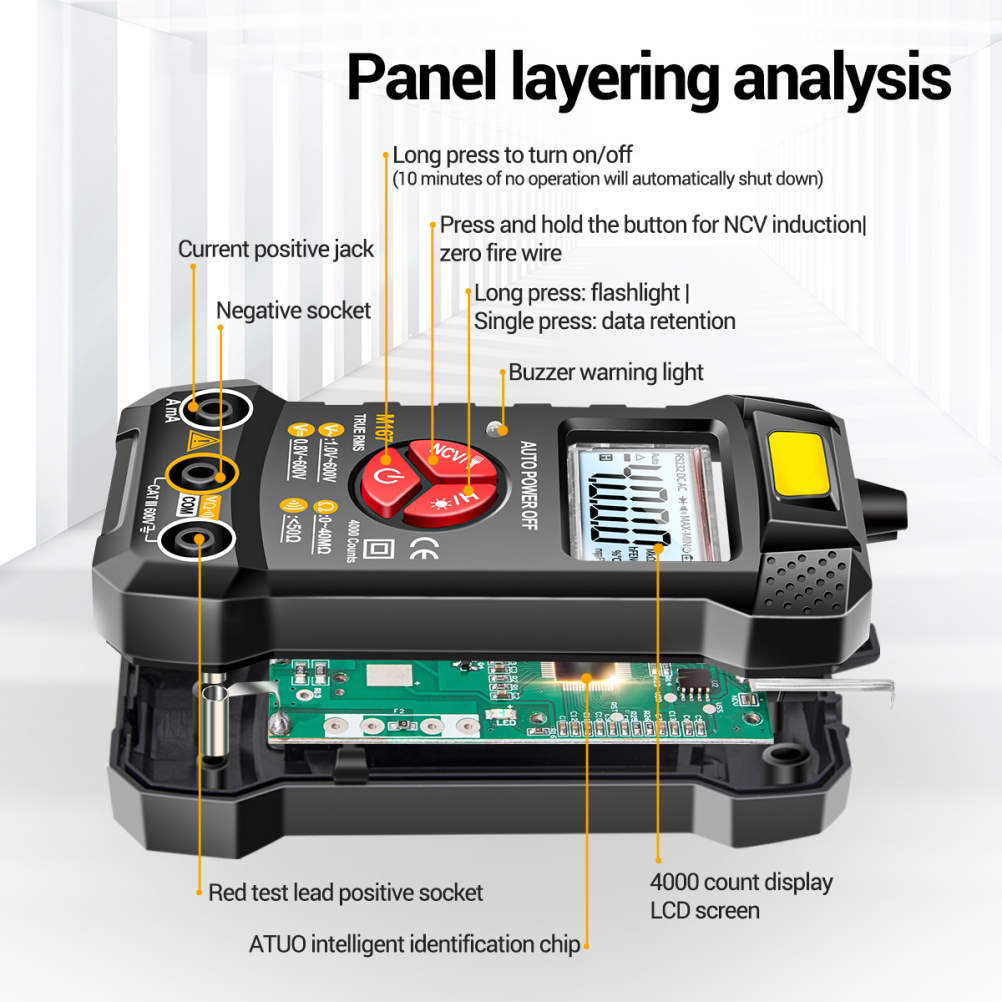 Aneng M167 Intelligentes Digitalmultimeter Mit Automatischer Messdatenerkennung (schwarz)