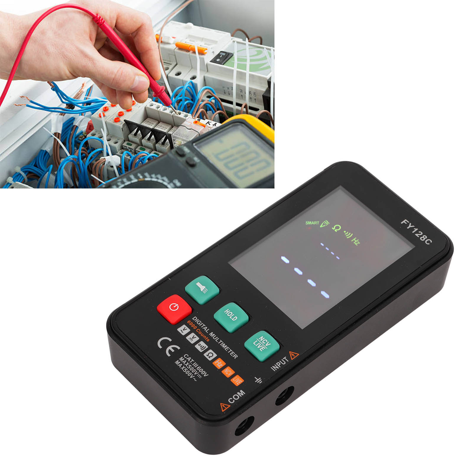 Ultradünnes, Hochpräzises, Vollautomatisches Tragbares Digitalmultimeter Fy128c Mit Farbanzeige