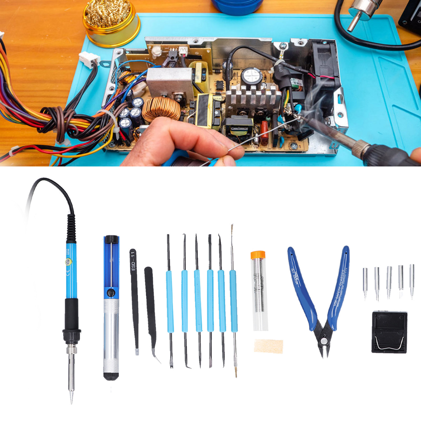 Temperaturgeregeltes Lötkolben-set, 60 W, Innenheizung, Lötpistolen-reparaturset, Europäischer Standard 220 V