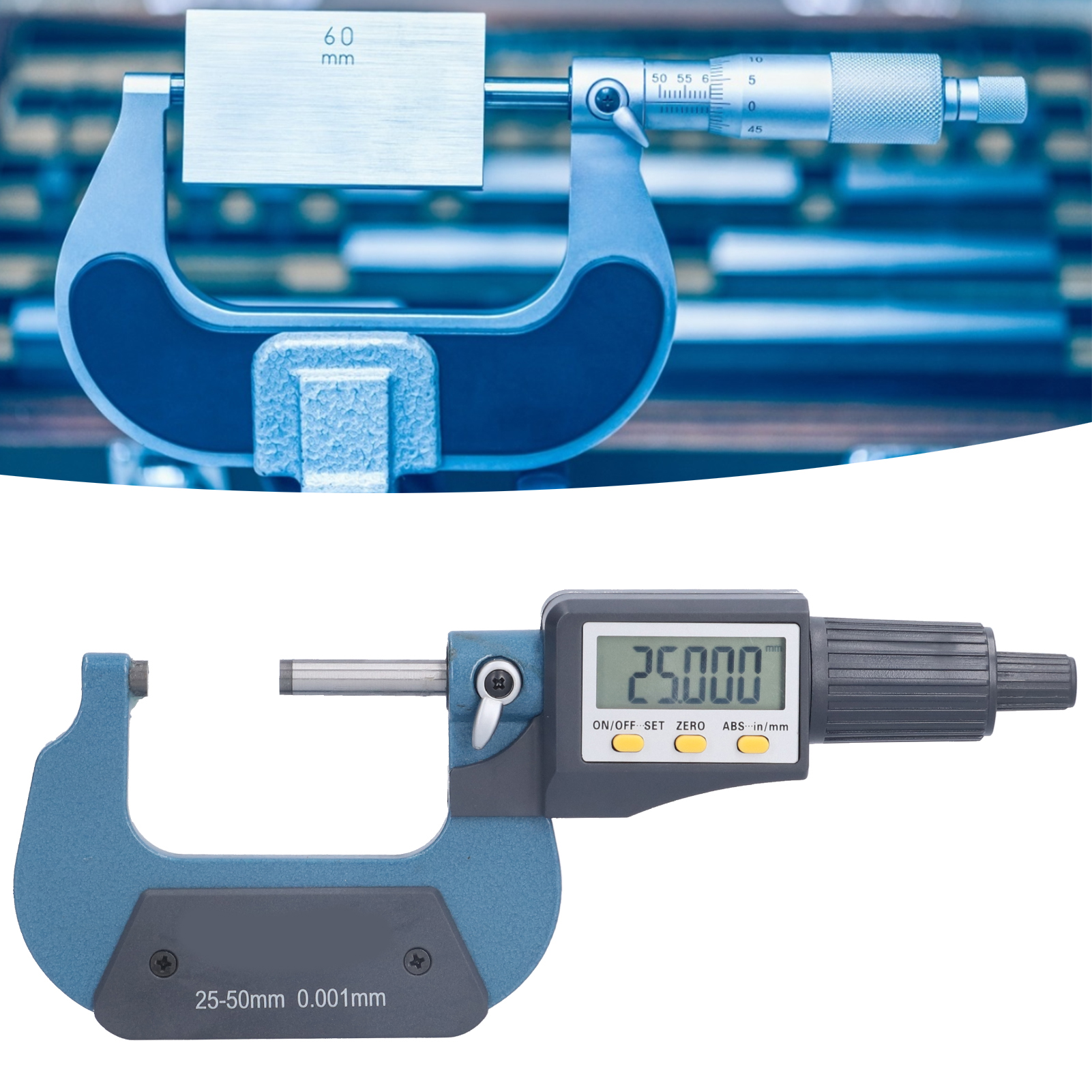 Digitales Mikrometer 25-50 Mm Mit Einer Mikrometerskala Von 0,001 Mm