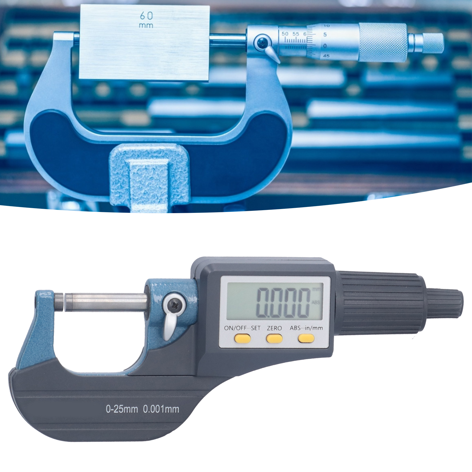Digitales Mikrometer 0-25 Mm Mit Einer Mikrometerskala Von 0,001 Mm