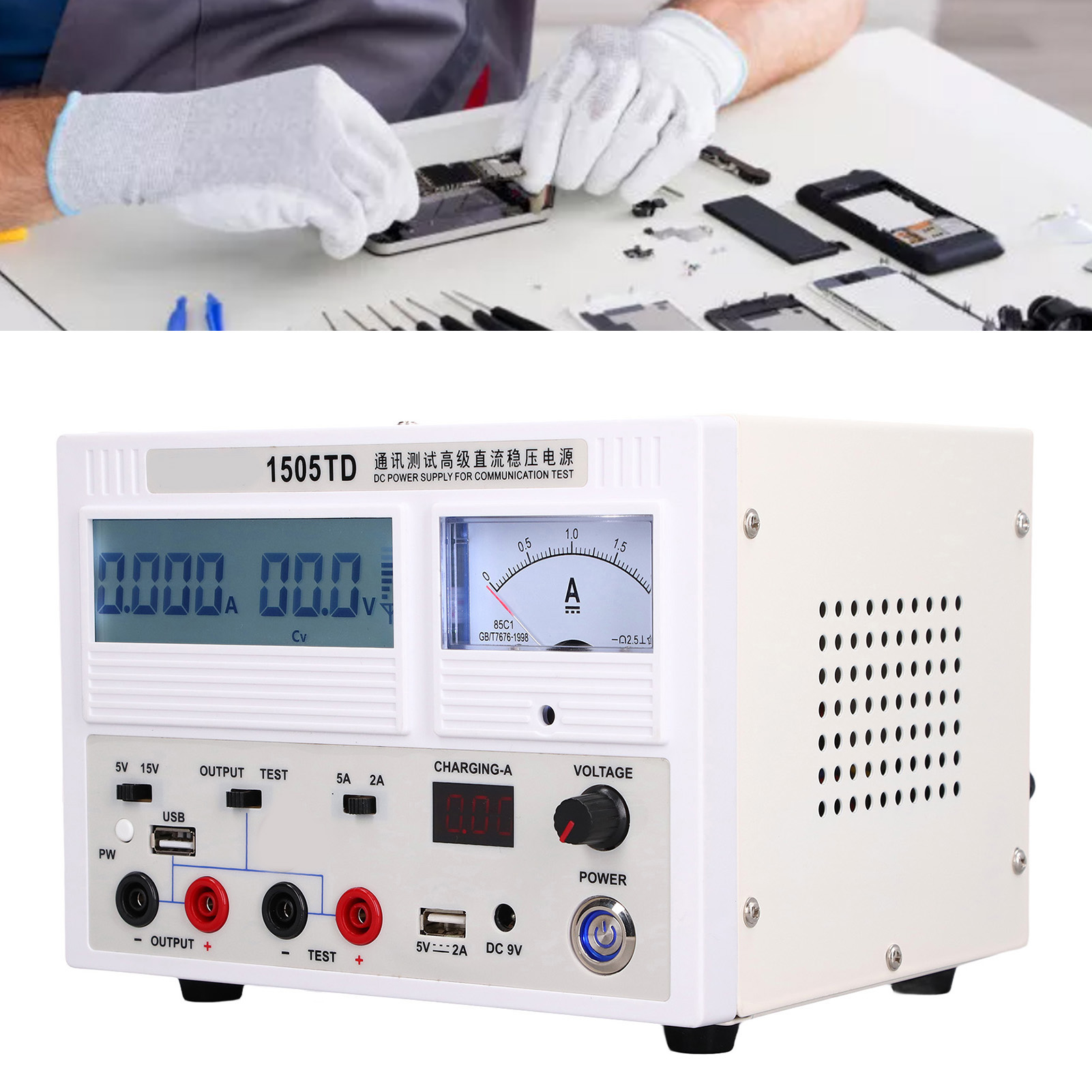 Hochentwickeltes Geregeltes Gleichstromnetzteil 1505td Für Reparatur Und Prüfung Von Kommunikationssystemen, Mobiltelefon-reparaturwerkzeugen, Stromversorgung, Europäischer Standard 220 V
