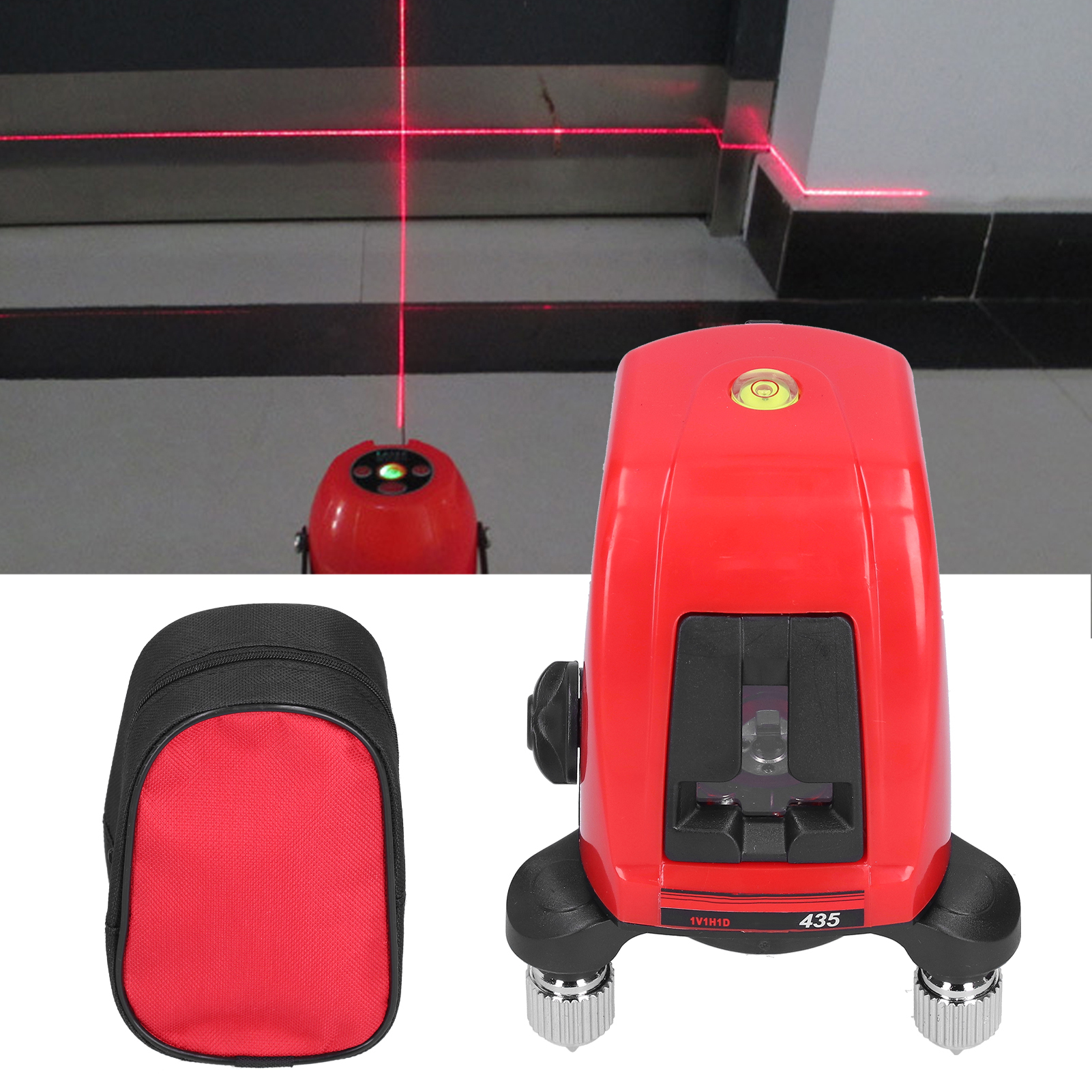 Ak435 Tragbarer Laser-nivellierlaser, 2-linien-, 1-punkt-projektor, Rotlicht Mit Verstärktem Leuchtpunkt