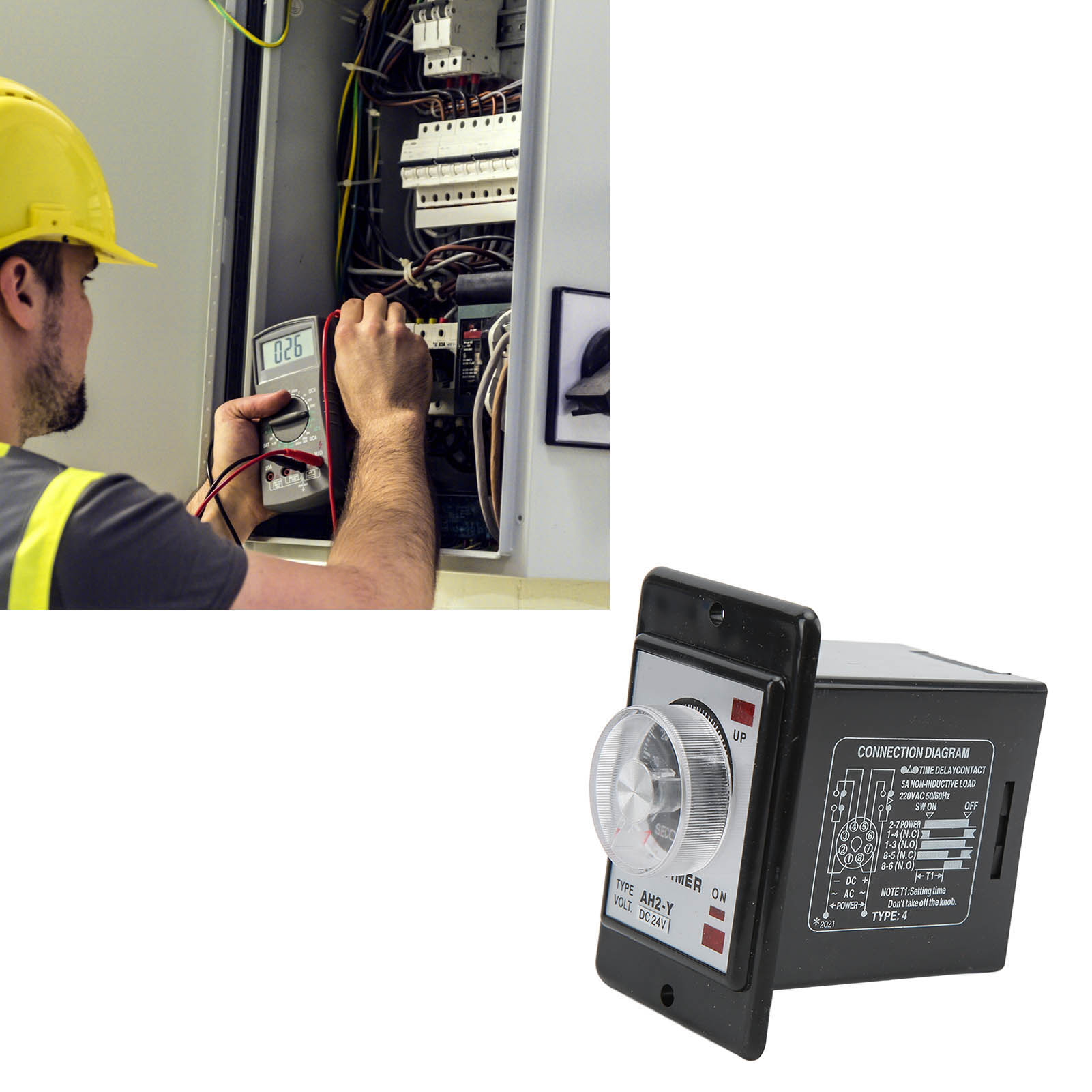Jyio/匠意源 Ah2-y 60s Miniatur-zeigerzeitregler Mit Relais-timer (8 Pins, 24 V Dc)
