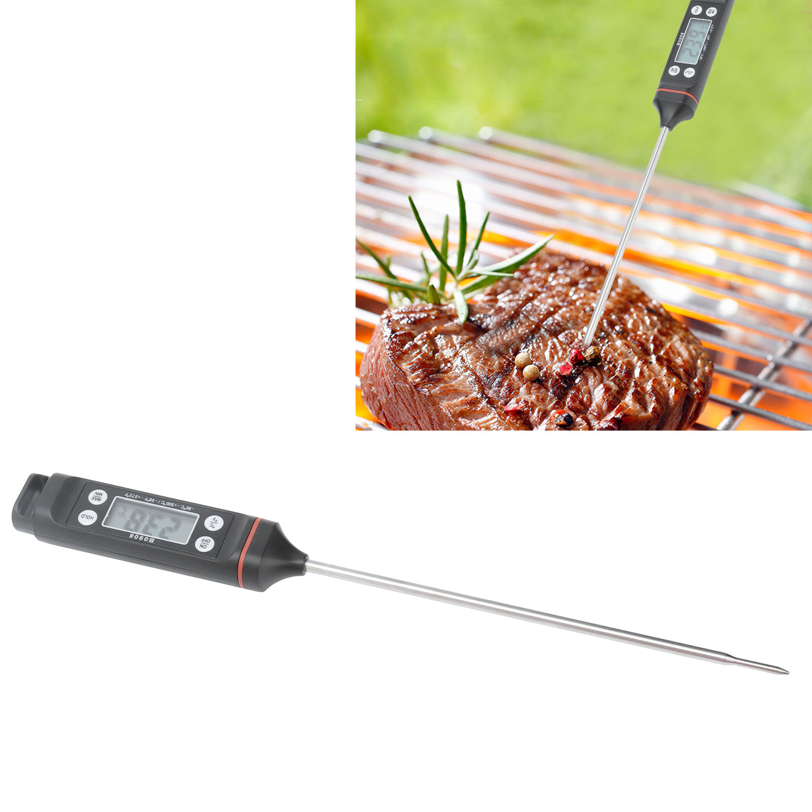 Hochleistungsfähiges Miniatur-lebensmittelthermometer Zum Grillen Von Fleisch, Milch Und Zum Barbecue Mit Großem Digitaldisplay.
