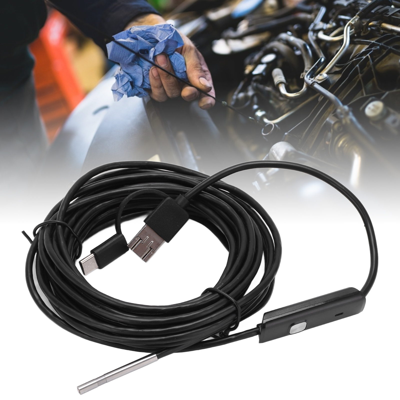 An100-3.9 (3,9 Mm) 3-in-1 Hd-endoskop Für Android-telefone, Rohrendoskope, Inspektion Von Industrie- Und Automobilgeräten, 3,5 M Starres Kabel.
