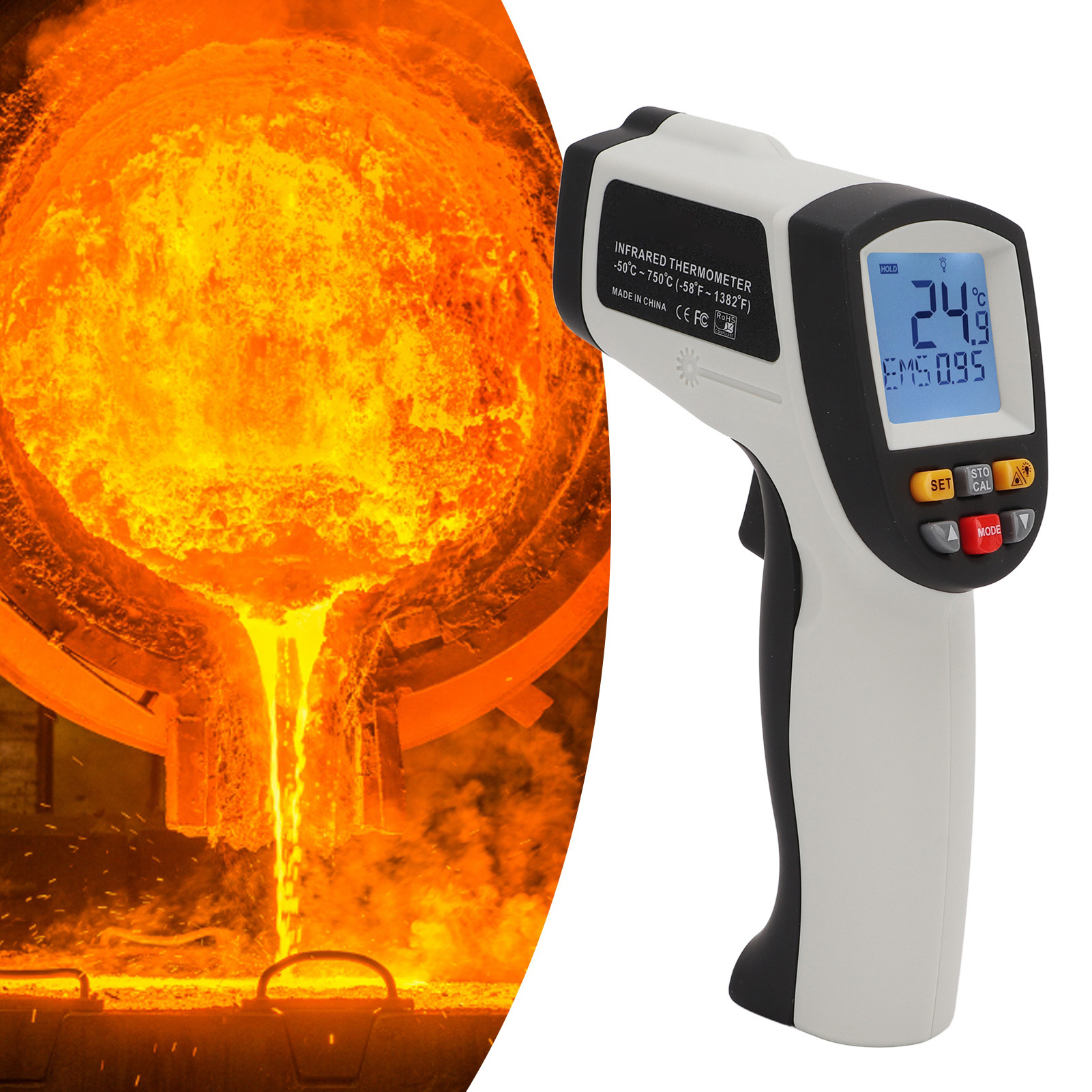 Hochpräzises, Professionelles Industrielles Infrarot-thermometer Zur Temperaturmessung, 700 G Leichtes, Berührungsloses, Tragbares Infrarot-thermometer
