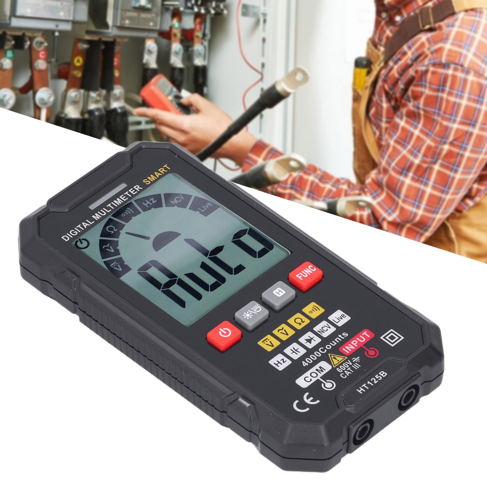Das Tragbare Digitalmultimeter Ht125b Verfügt Über Ein Hochauflösendes Farbdisplay Und Eine Automatische Bereichswahl. Intelligentes Digitalmultimeter Mit Display.