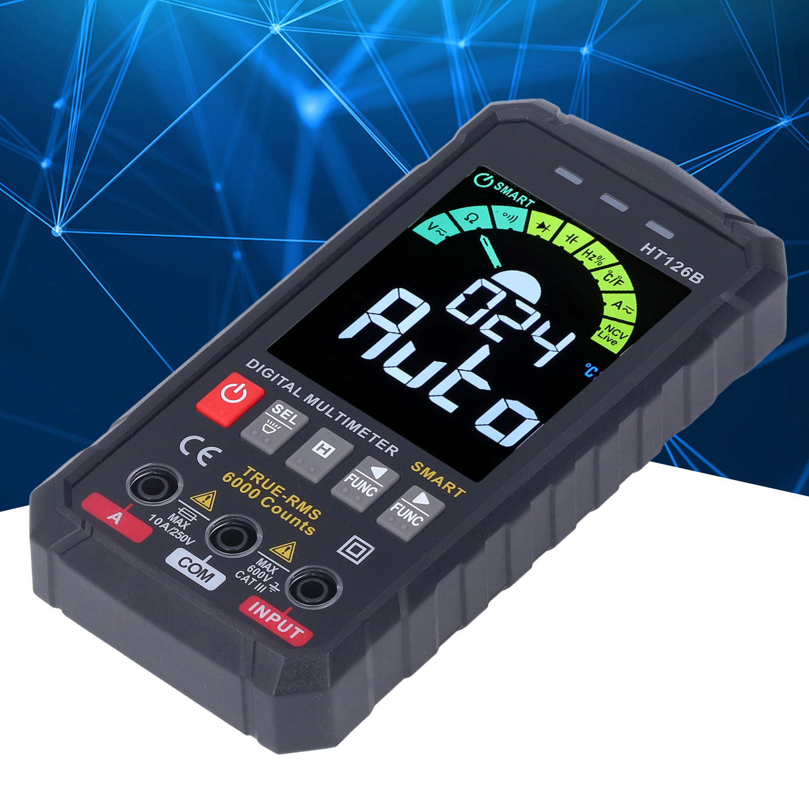 Ht126b Digitalmultimeter Mit Farbdisplay, Mini-hochpräzisionsmultimeter, Intelligenter Stromzähler, Hitzebeständig