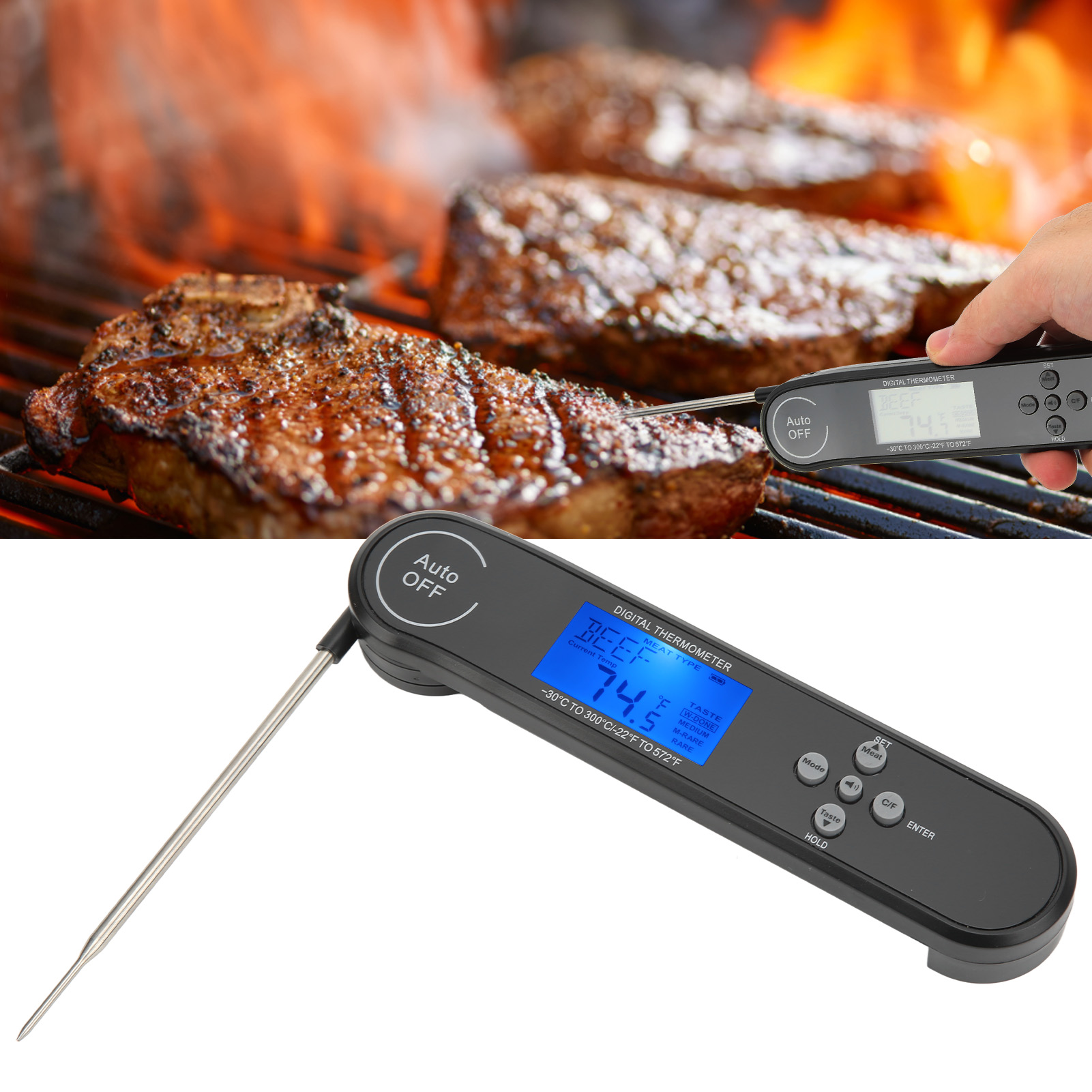 Ch-209 Elektronisches Lebensmittelthermometer Für Grillfleisch (faltbares Thermometer)