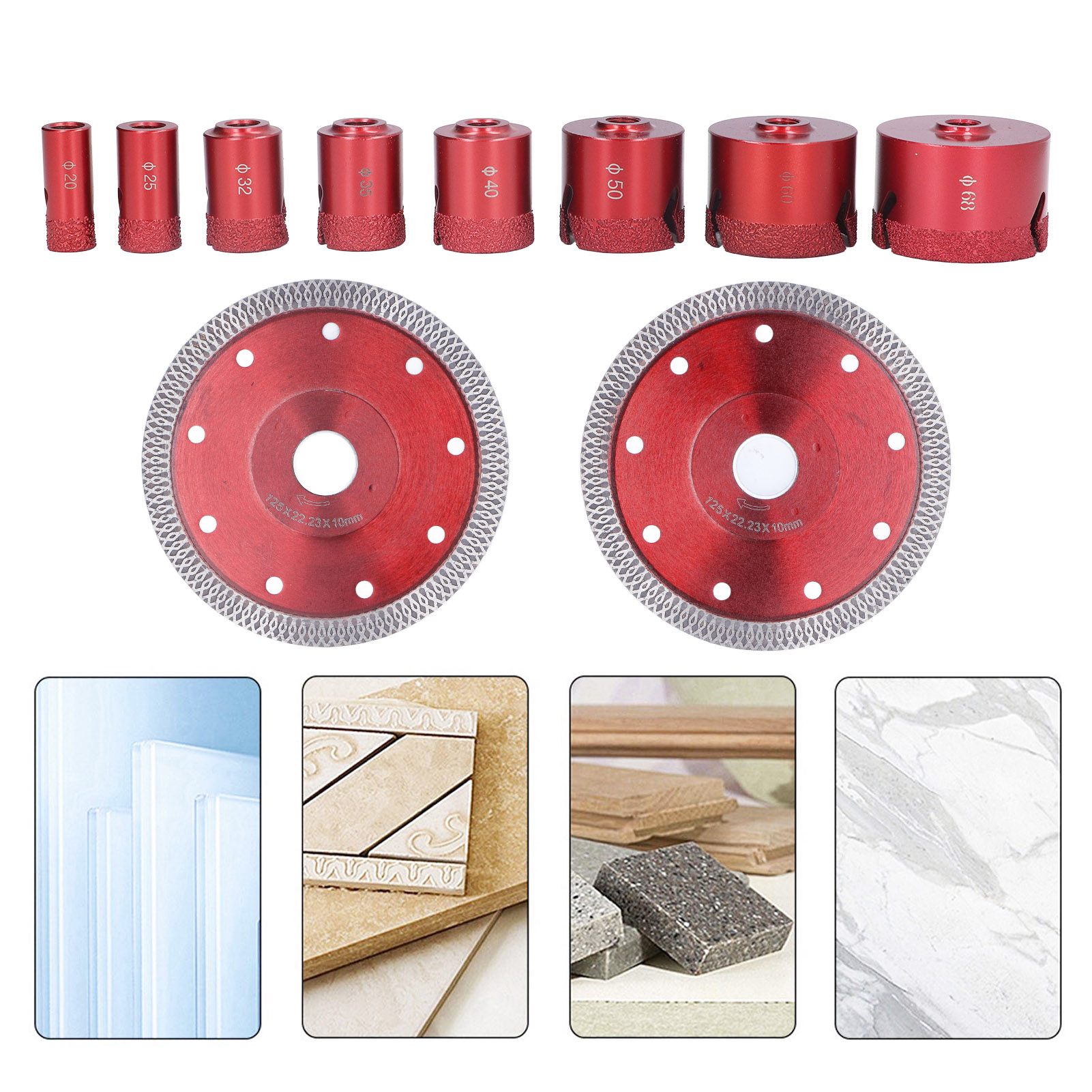Set Mit 10 Diamant-lochsägen, M14 Winkelschleifer, Löt-lochsäge, Bohrer Für Glas, Fliesen, Marmor, Granit, Diamant-lochsäge 20/25/32/35/40/50/60/68 Mm