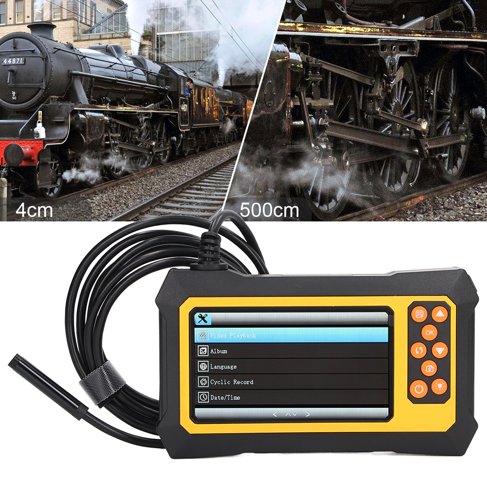 Industrielles Endoskop Mit Einzellinse, Digitale 1080p-endoskopkamera, 8 Mm, Wasserdichtes Endoskop Ip67 Mit 4,3-zoll-lcd-bildschirm, Kanalinspektionskamera Mit 8 Leds, 5 Millionen Gelbe Leds.