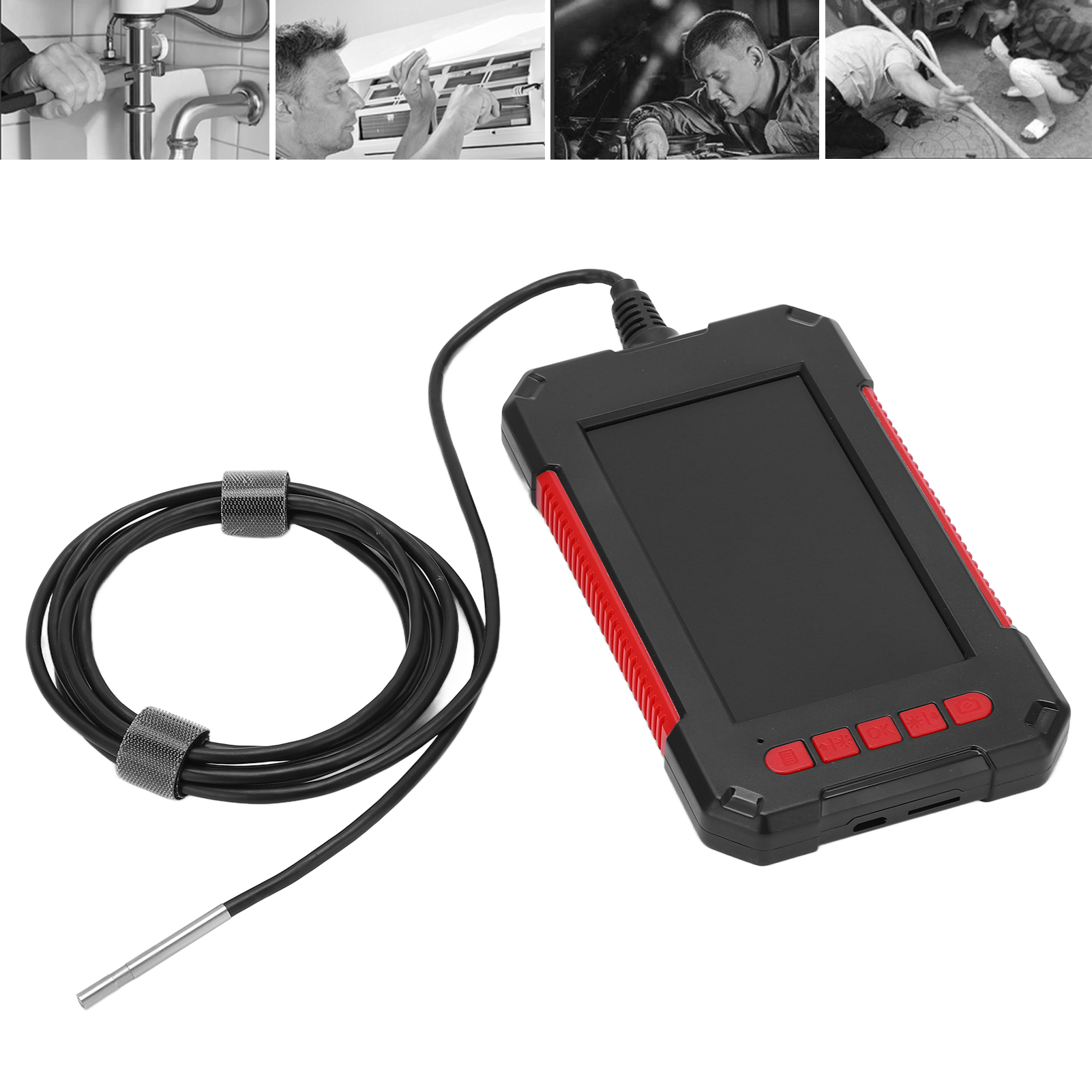Wasserdichtes, Tragbares P40 3,9-mm-endoskop Mit Rotem Bildschirm Für Geräteinspektion Und -reparatur, Hochauflösendes Industrieendoskop, All-in-one-endoskop, 2 M