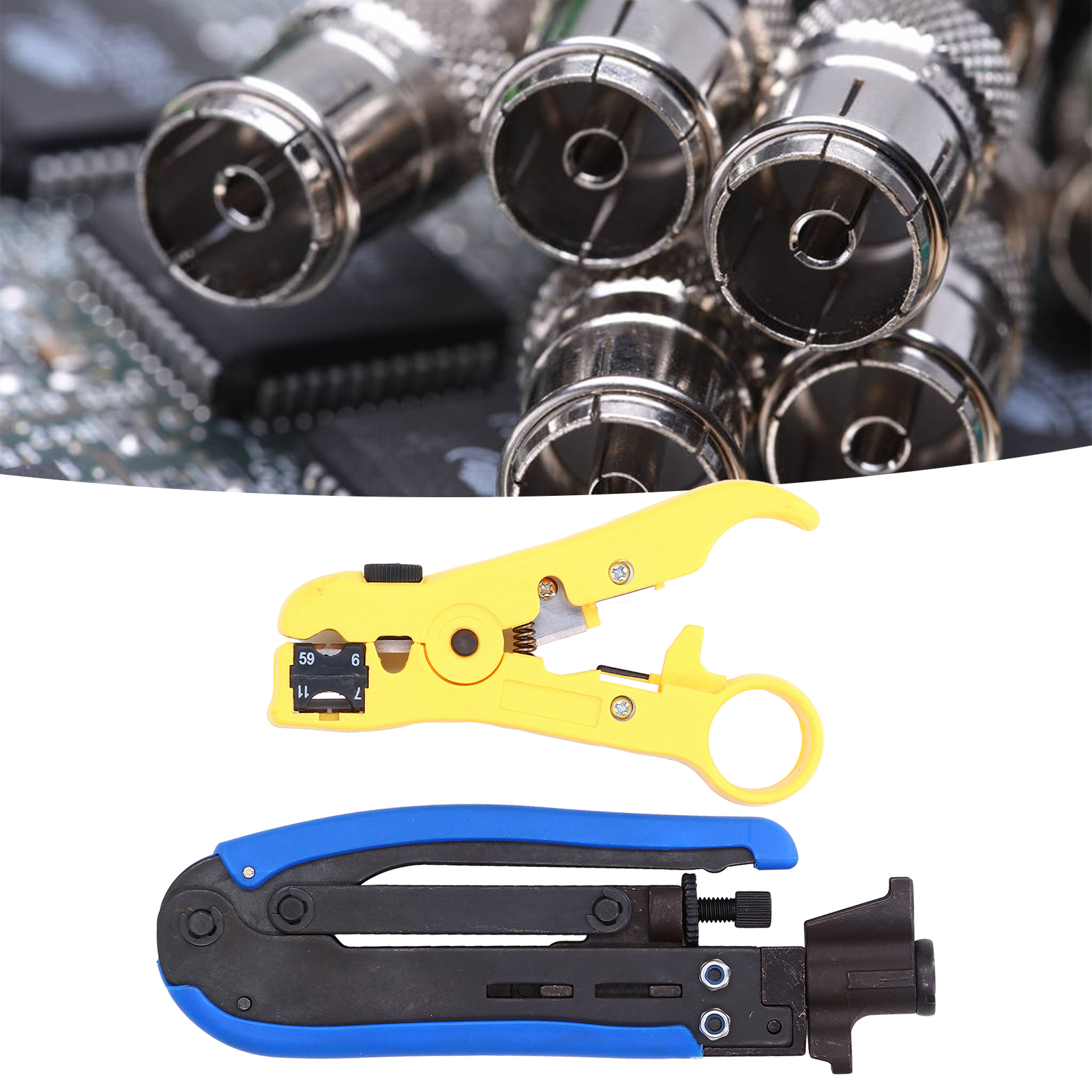 Abisolier- Und Crimpwerkzeug-set, Kombinationswerkzeug-set Zum Crimpen Von Koaxialkabeln, Crimpwerkzeug-set Für Netzwerkkabel 1kt-58