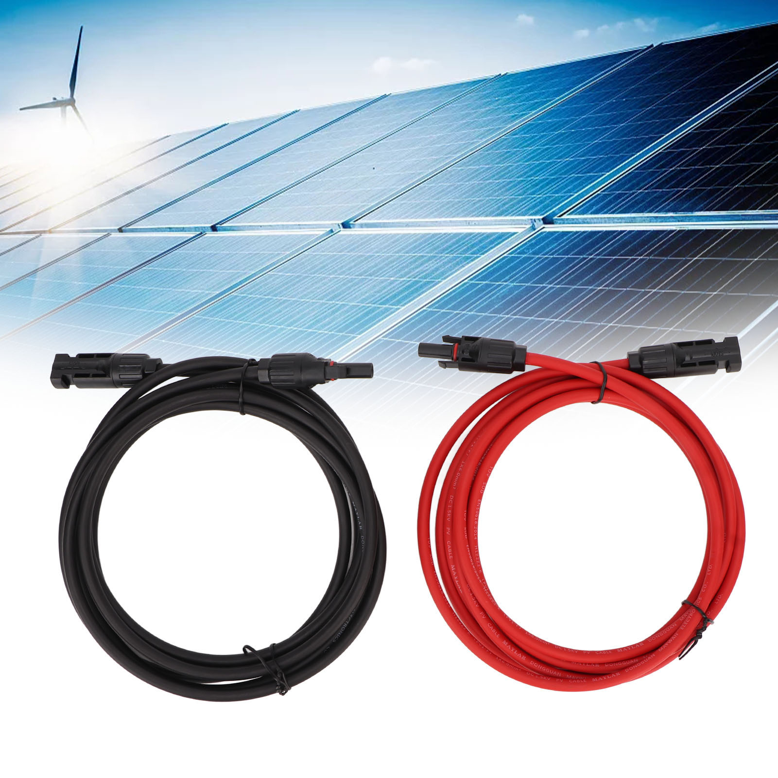1 Paar 6 Mm² Solarkabelverlängerungen Mit Mc4-steckern Für 2 M Photovoltaik-solaranlagen