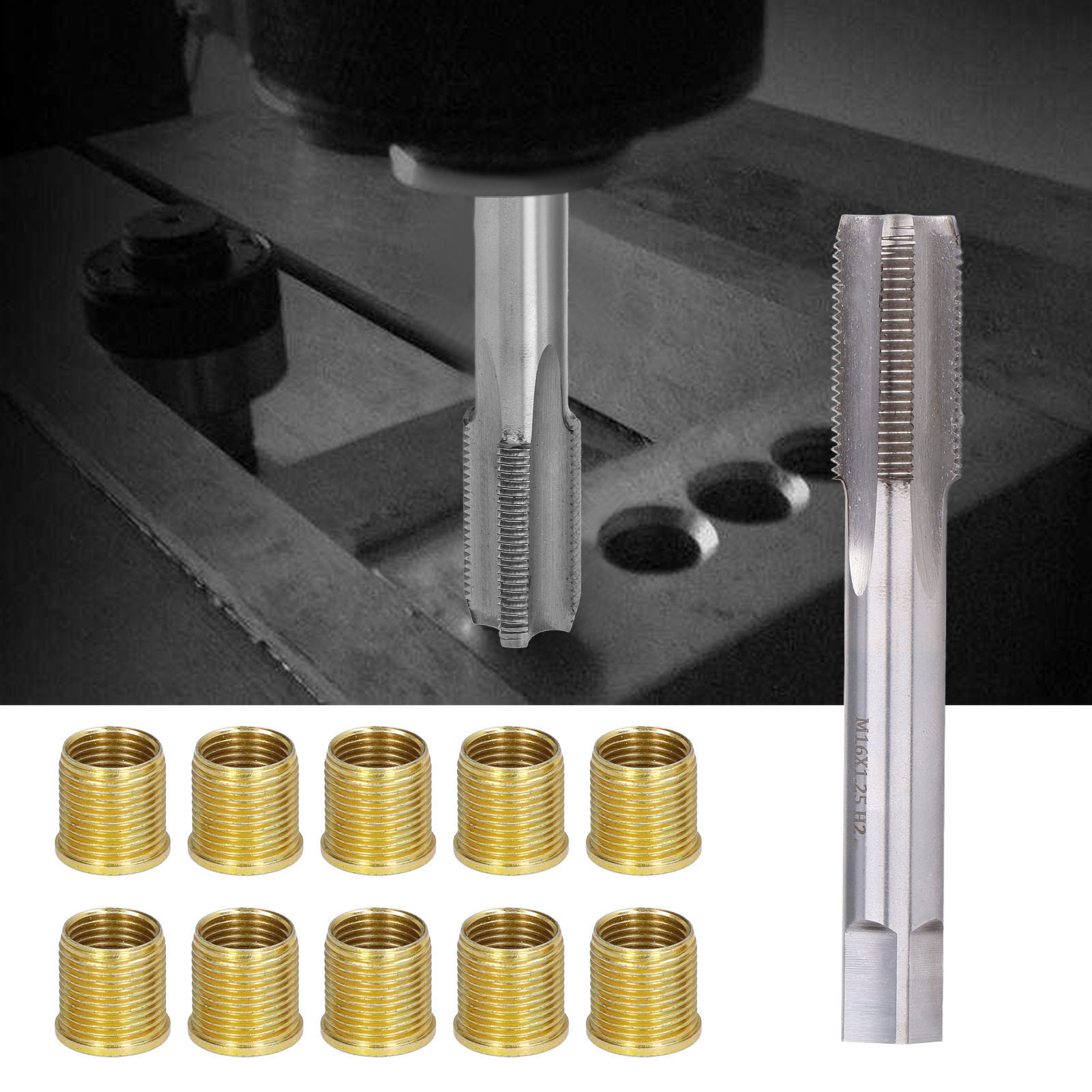 Reparatursatz Für Zündkerzengewinde Für Benzinmotoren, Inklusive Einer M14x1,25 Schraube Und Einem M16x1,25 Gewindebohrer.