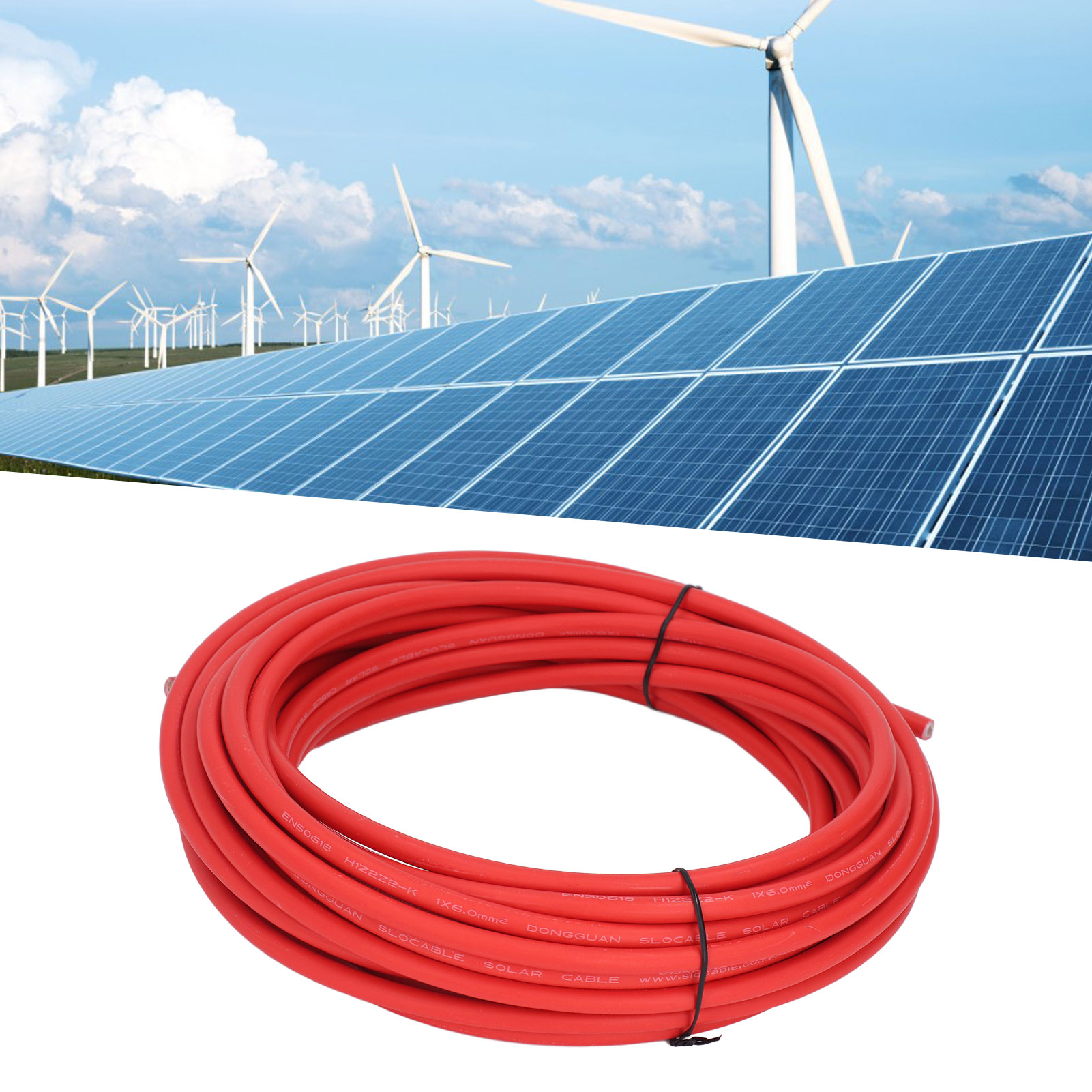 10 M Langes Solar-photovoltaikkabel, 6 Mm², Verzinnter Kupferdraht, Rotes Solar-photovoltaikkabel