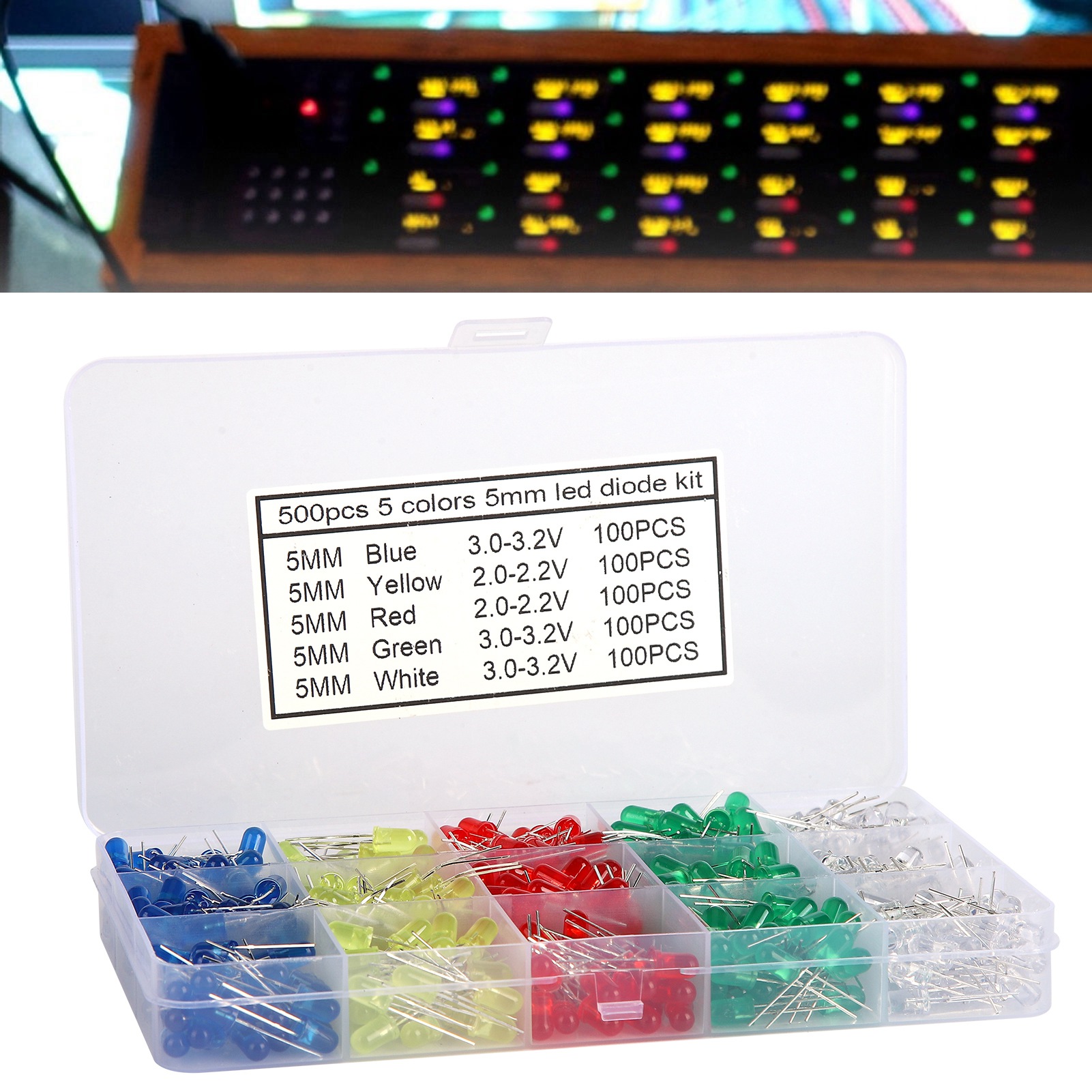 500 Leds À 5 Mm, Je 100 Stück In Den Farben Rot, Gelb, Blau, Grün Und Weiß.