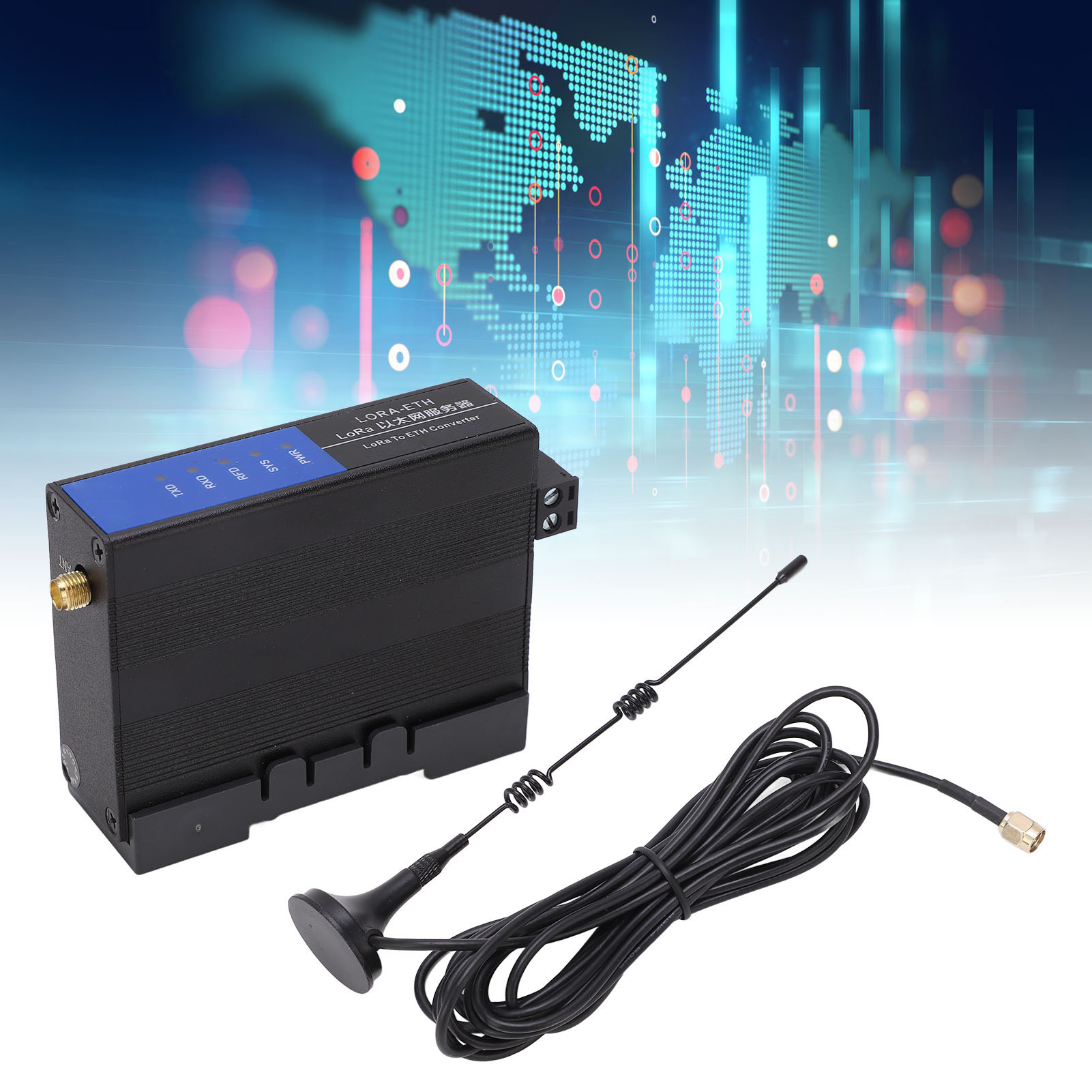 Ethernet-zu-lora-funkübertragungsmodul, Tcp/udp-serielldatenübertragungsfunk Zu Rs232/rs485, 3 Km Reichweite, Lora-eth10m-antenne.