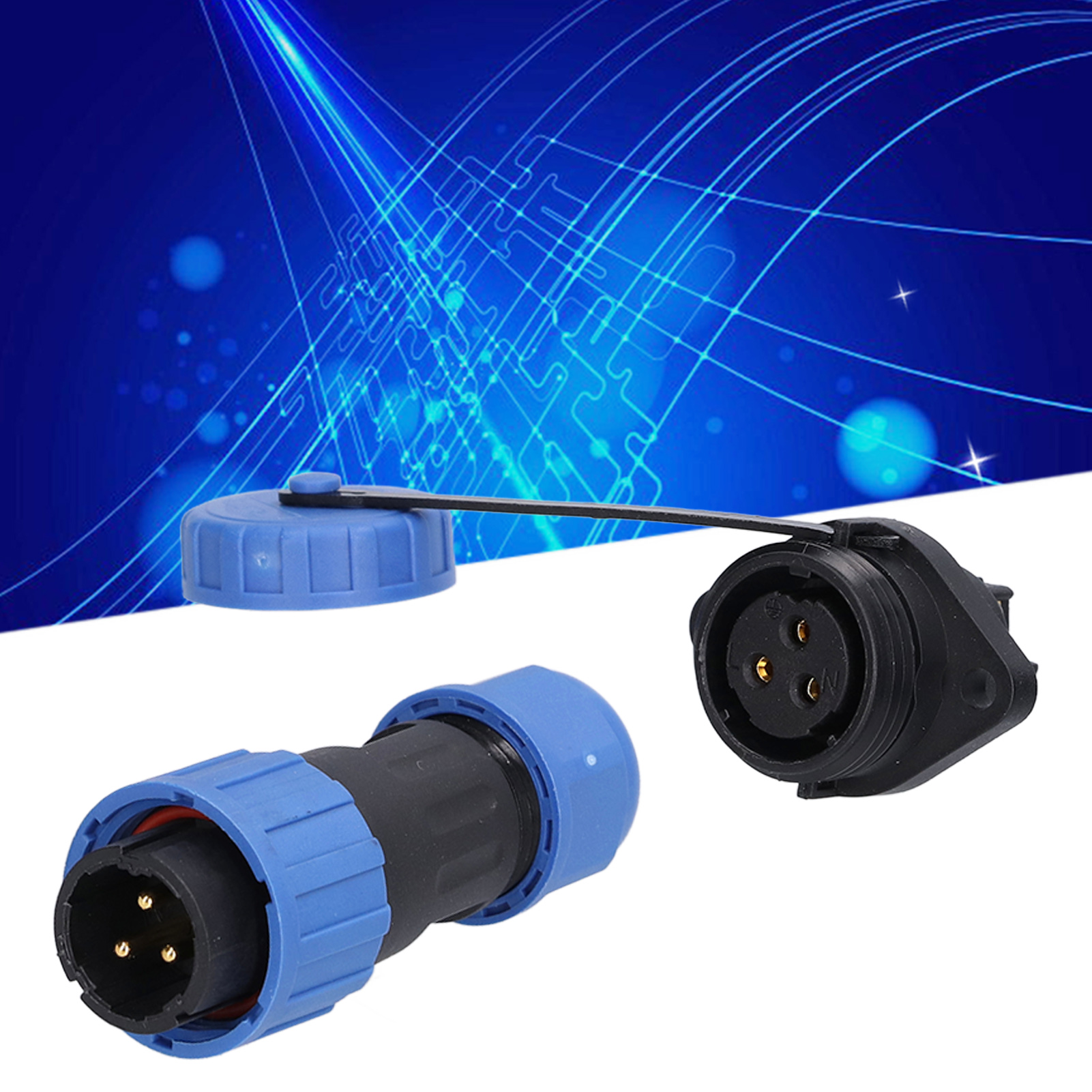 Wasserdichter Luftfahrtstecker Ip68, Lp16 3-poliger Lötfreier Stecker Und Buchse, Geflanscht, Mit Lötfreien Stift- Und Buchsenkontakten, 250 V, 10 A