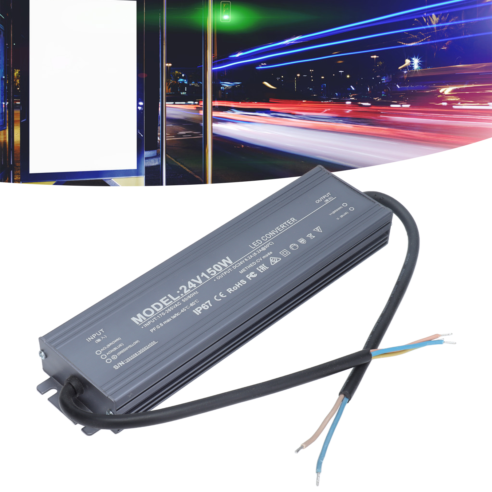 Ip67 Wasserdichtes Netzteil Für Konstantspannungs-leds, 150 W Ac 170–265 V/24 V