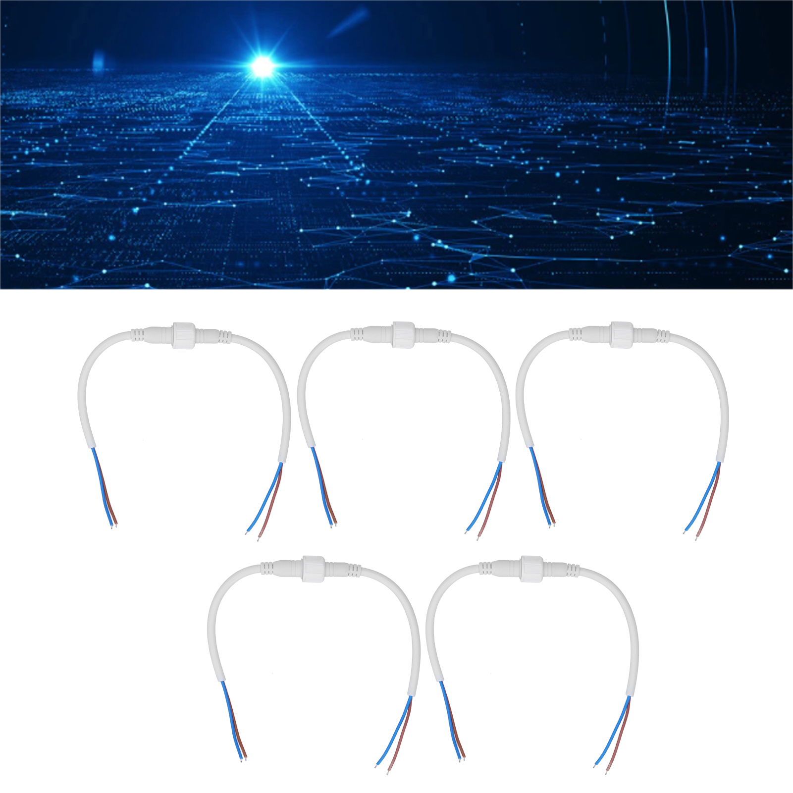 Tragbares, Wasserdichtes 2-adriges Schnellanschlusskabel Mit 1 Mm² Drahtquerschnitt, Stecker Und Buchse, Erhältlich Im 5er-pack.