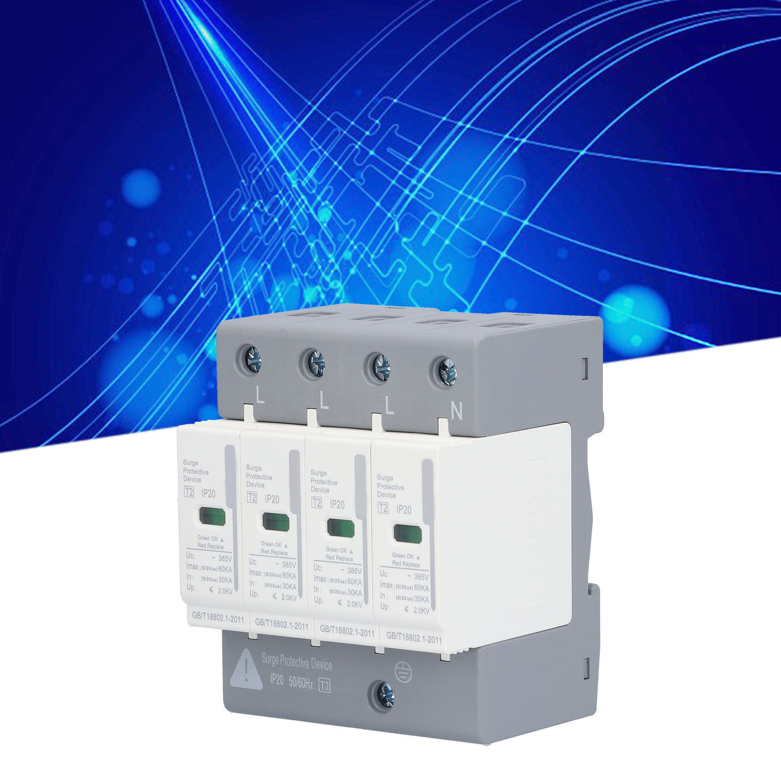 Berm® Bem-ly60 4p60ka Überspannungsschutzgerät Spd, Sekundärer Überspannungsschutz 220 V/380 V
