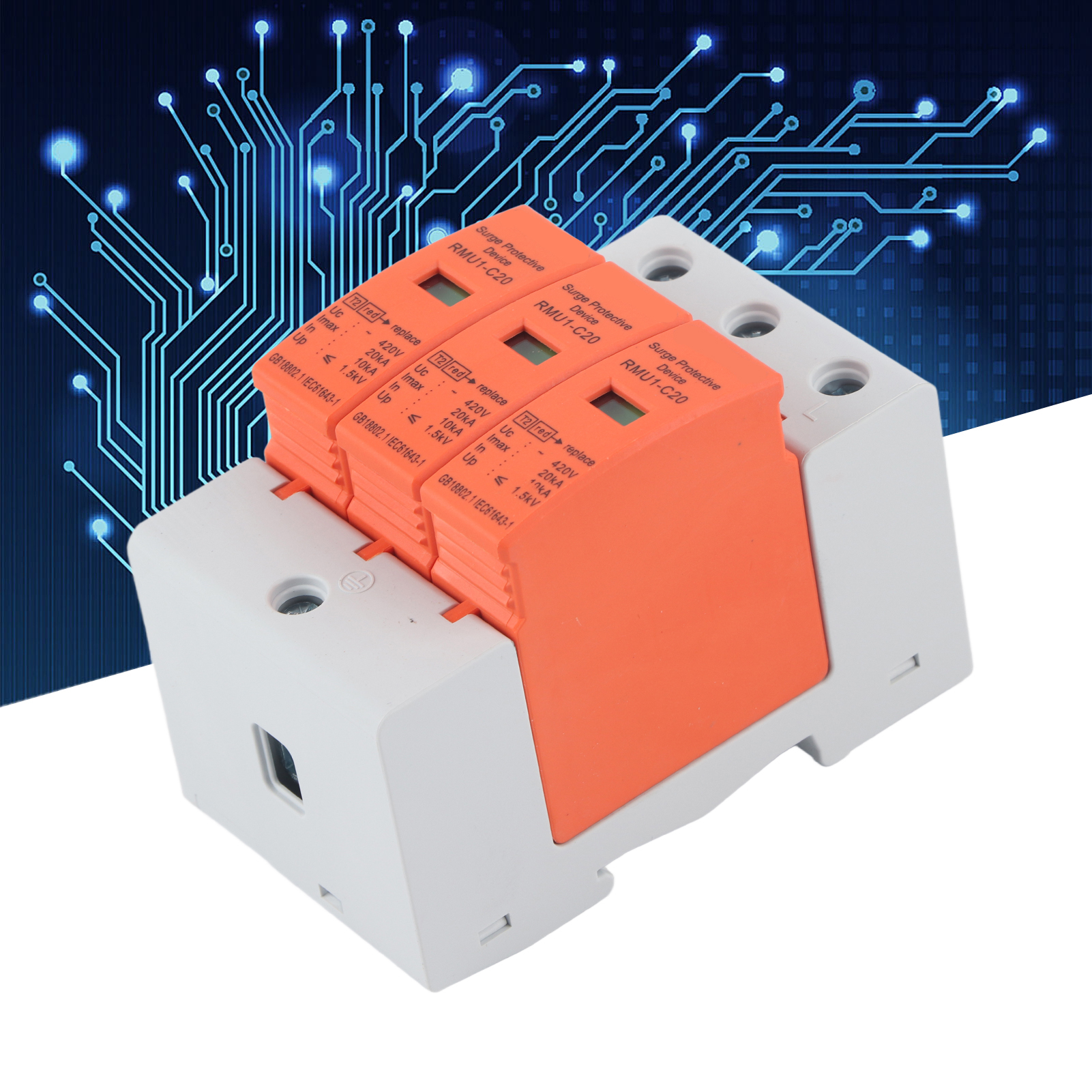 Rmu1-c20 420v Dreipoliger Überspannungsableiter Mit Potenzialausgleich, Imax: 20 Ka