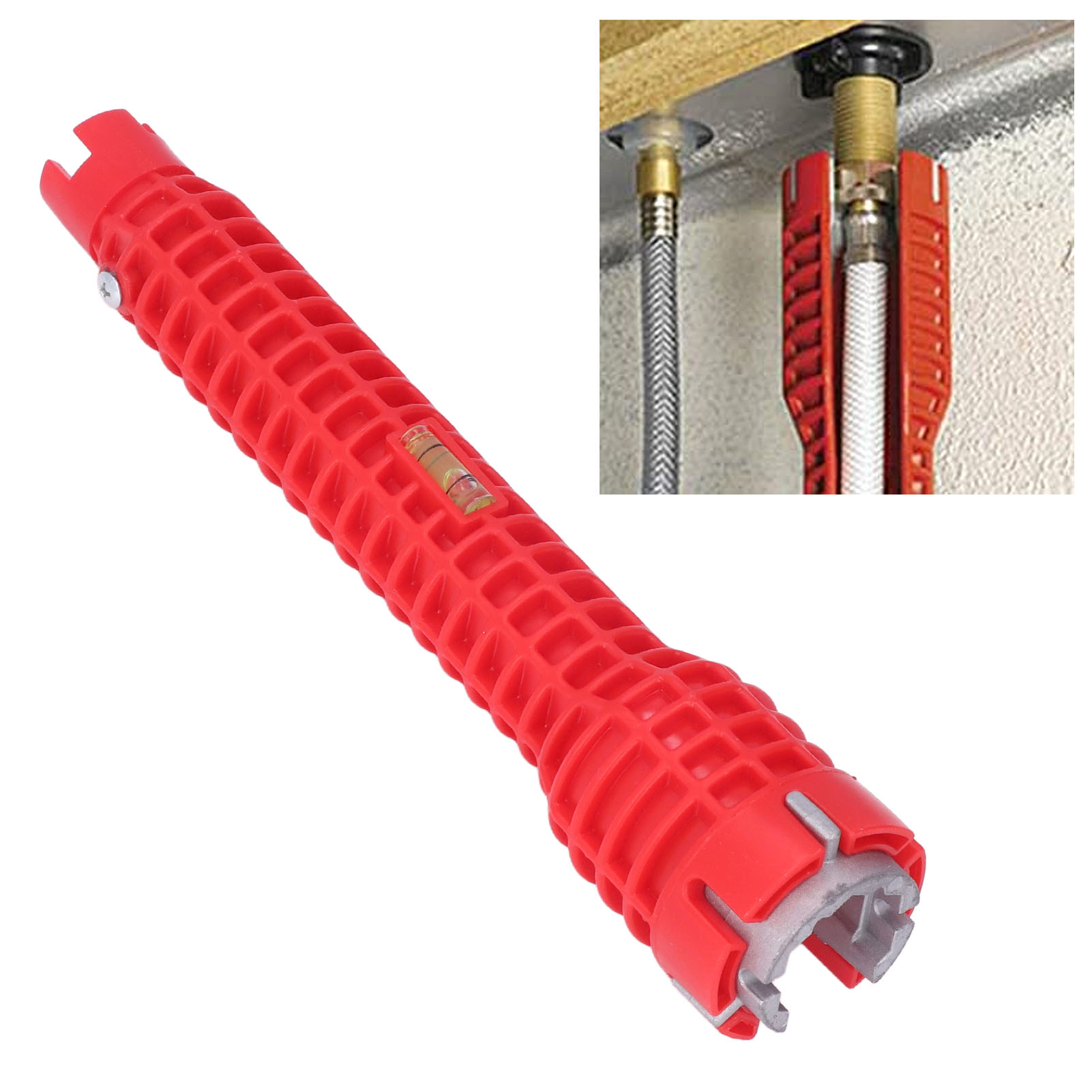 Dieser Multifunktionale Spülbecken-/armaturenschlüssel Ist Ein Fünf-in-eins-werkzeug Für Die Reparatur Und Installation Von Spülbecken Und Armaturen.