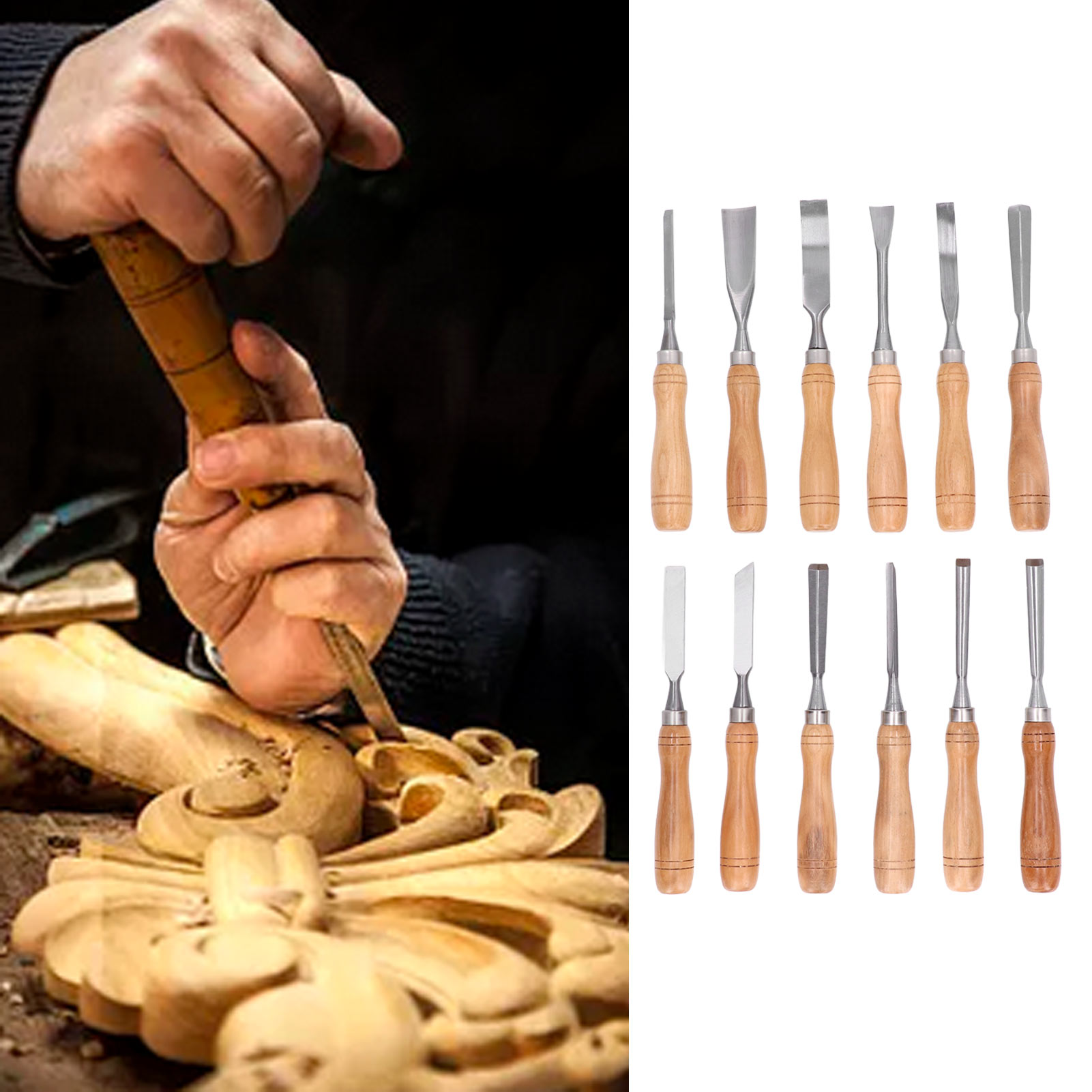Set Mit 12 Holzschnitzwerkzeugen, Holzmeißeln, Schnitzwerkzeugen, Diy-schnitzwerkzeugen