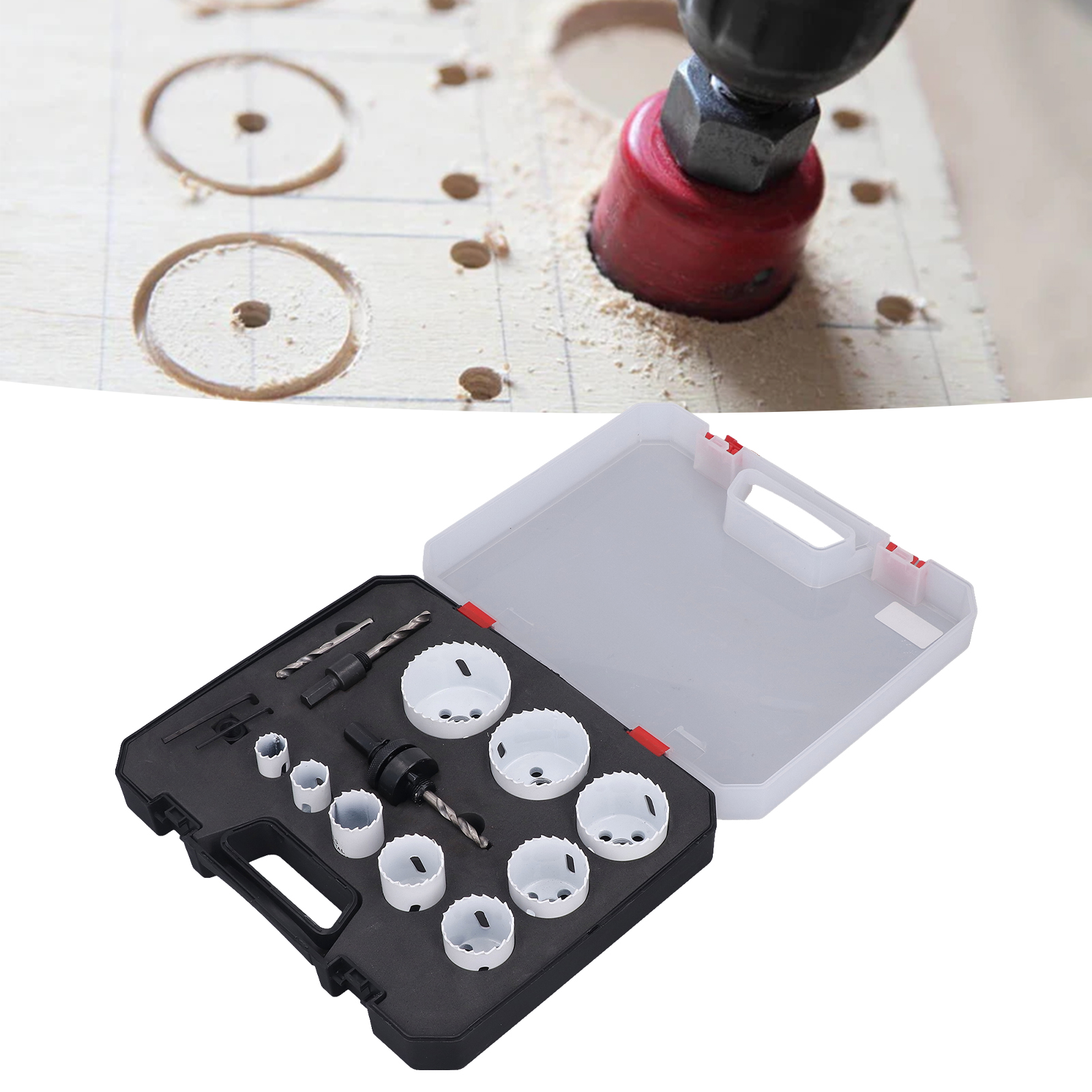 15-teiliges Weißmetall-set Inklusive Lochsäge, Spiralbohrer Und Positionierbohrer