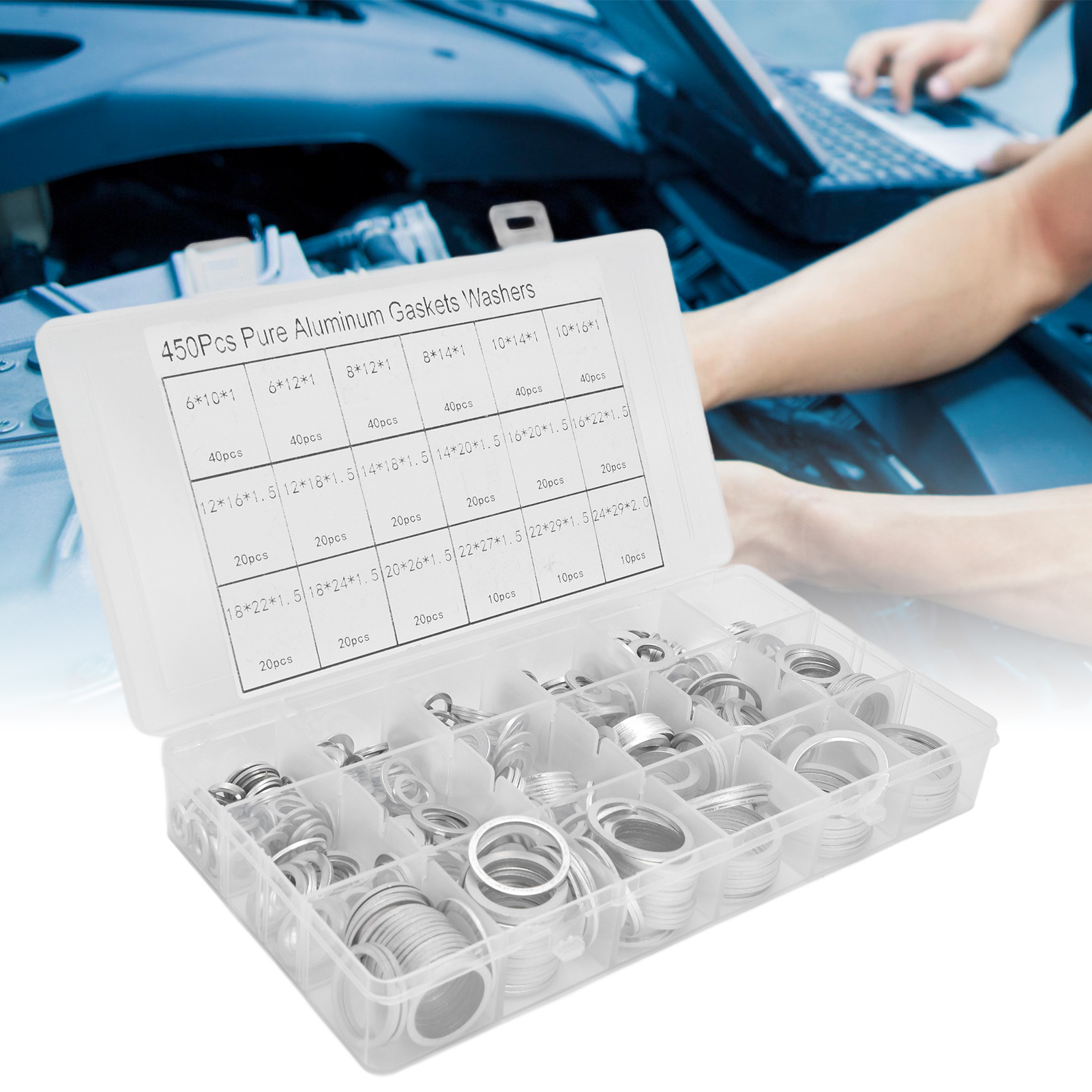 Set Mit 450 Teilen Befestigungsmaterial Für Aluminiumverbindungen (runde Dichtungen, Unterlegscheiben, Dichtungsringe)