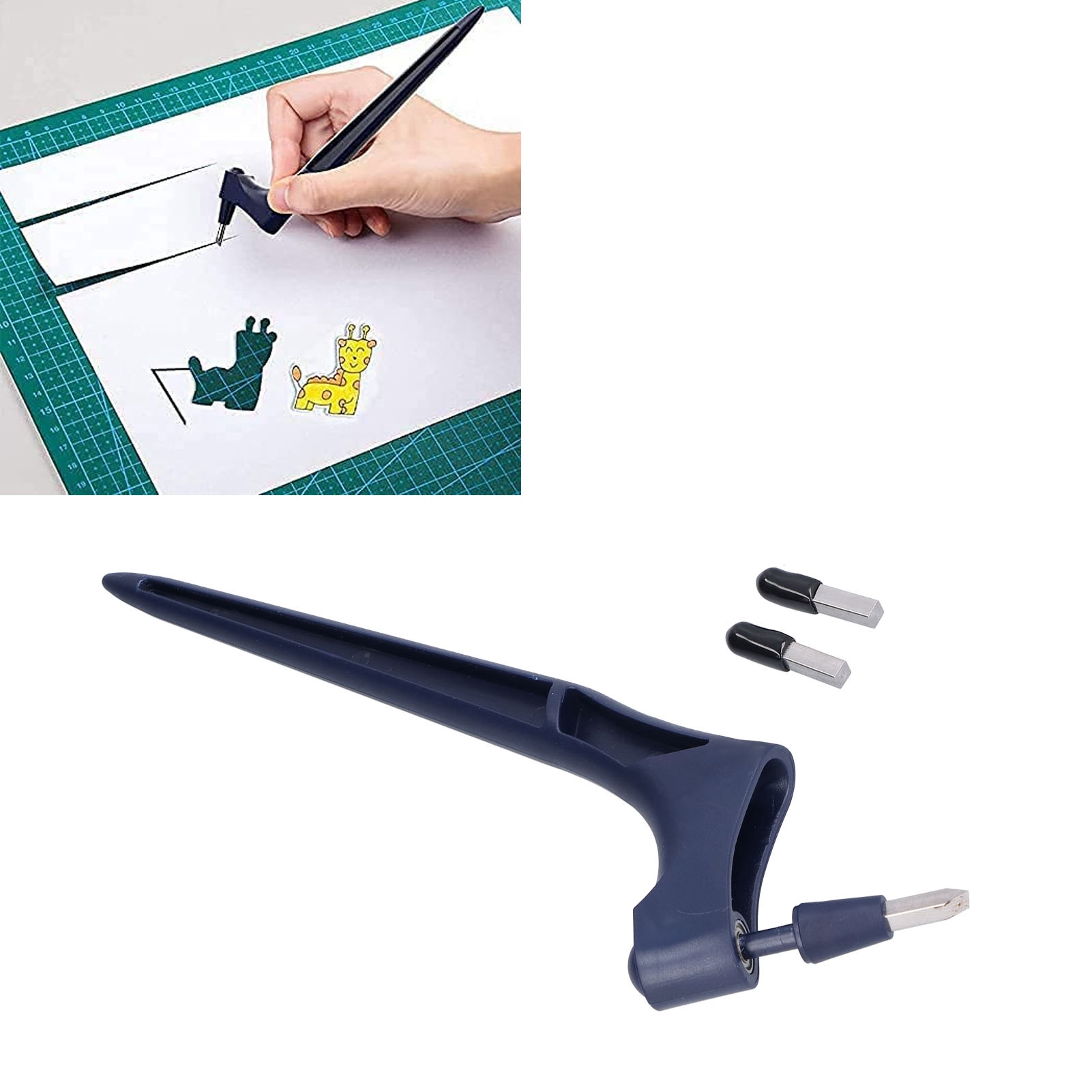 360° Drehbares Präzisionsmesser Aus Edelstahl, Rotationsgravurmesser, Papierschneider (dunkelblau)