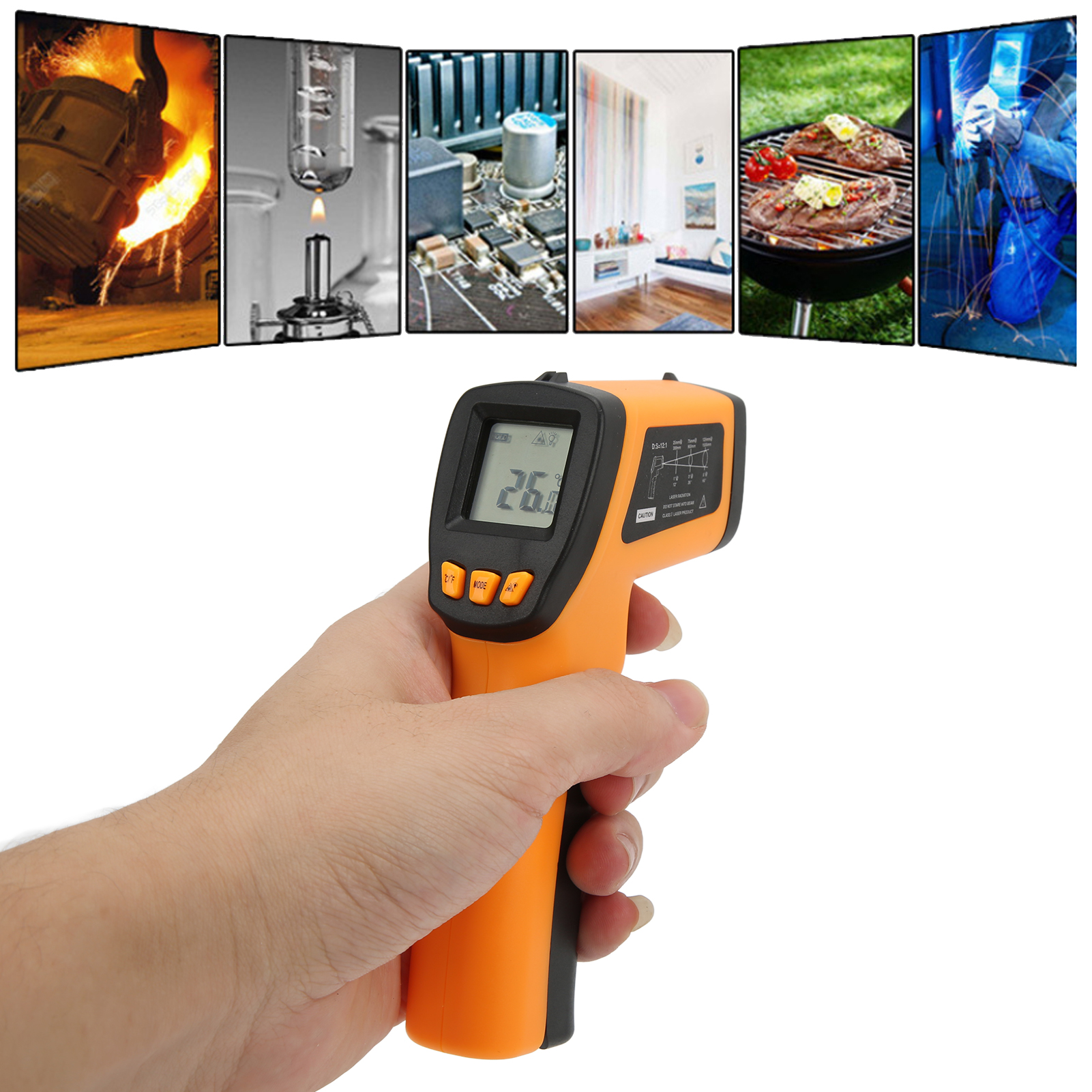 Hochpräzises Industrielles Infrarot-thermometer, Tragbares Infrarot-thermometer, Berührungsloses Thermometer, Tragbares Heißluftgebläse 520e