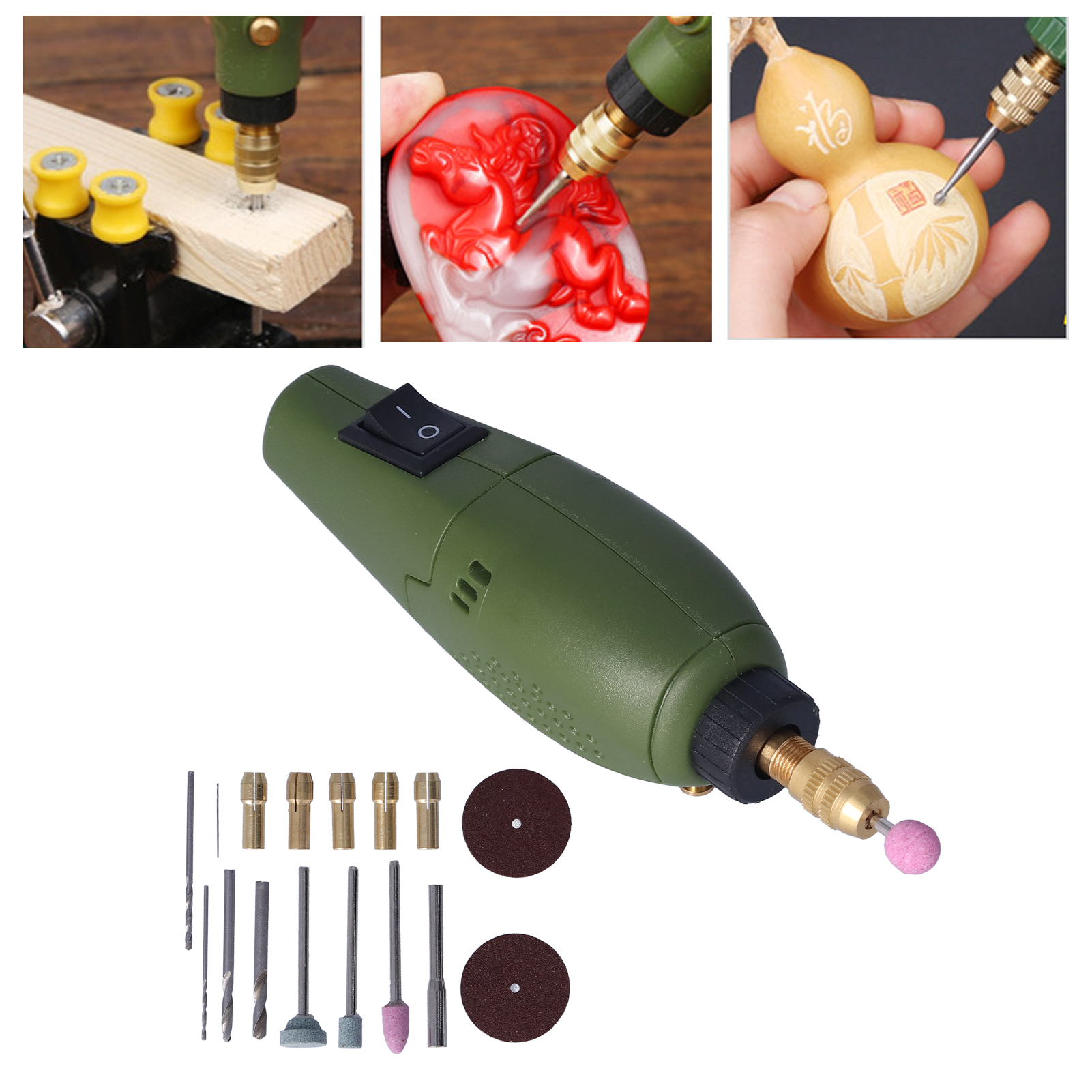 P-500-10 Mini-elektroschleifer/bohrer/gravierstift, 18-teiliges Set, Ac 100–240 V, Europäischer Standard