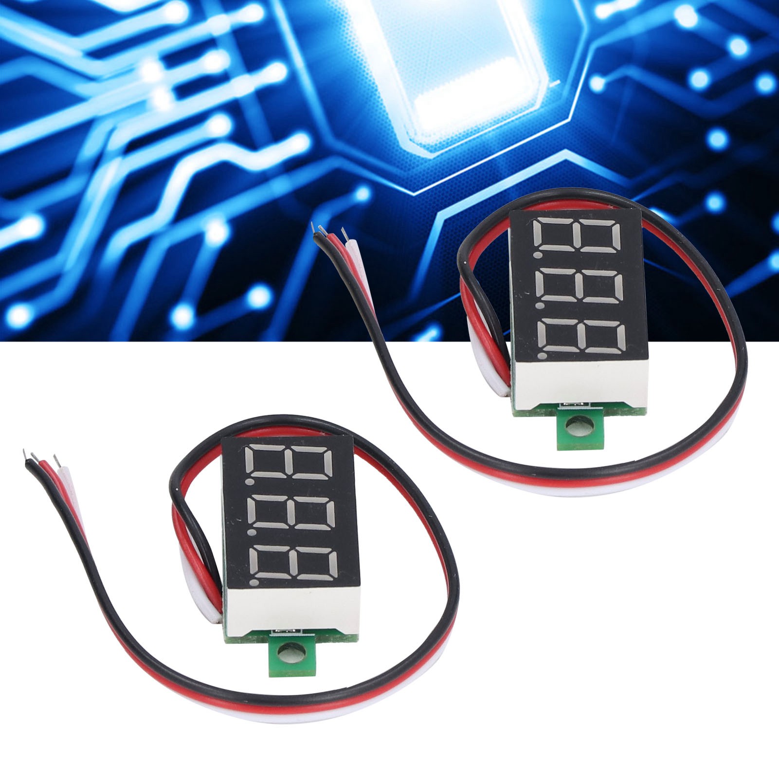 0,36"-led-digitalvoltmeter, Dreileiter-gleichstrom-digitalanzeige, Gleichspannungsbereich 0,00 V – 30,0 V, Rote Kontrollleuchte