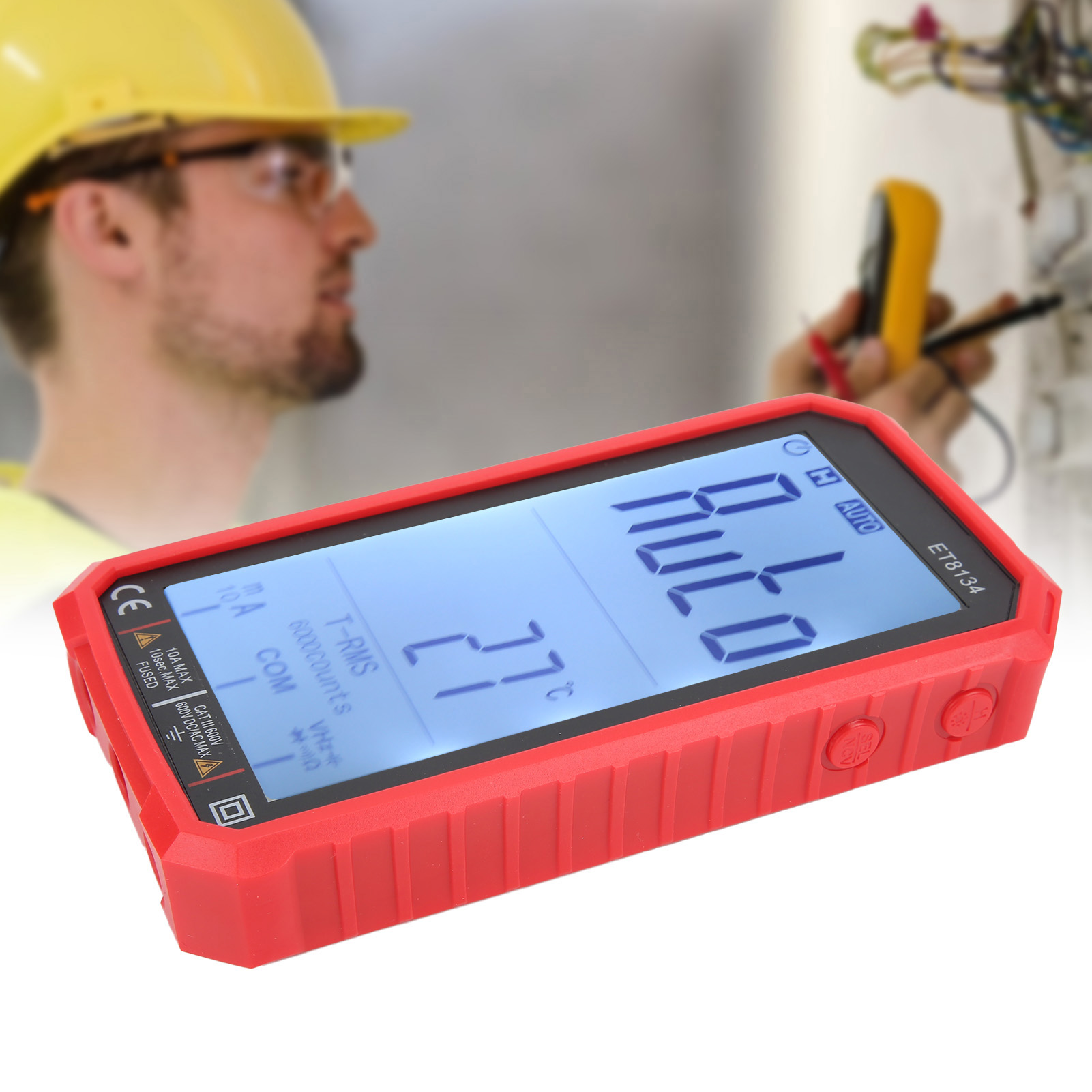 Et8134 Multimeter Red Edition, Volldisplay, Farbalarm, Multifunktionsmultimeter Mit Präzisem Messbereich