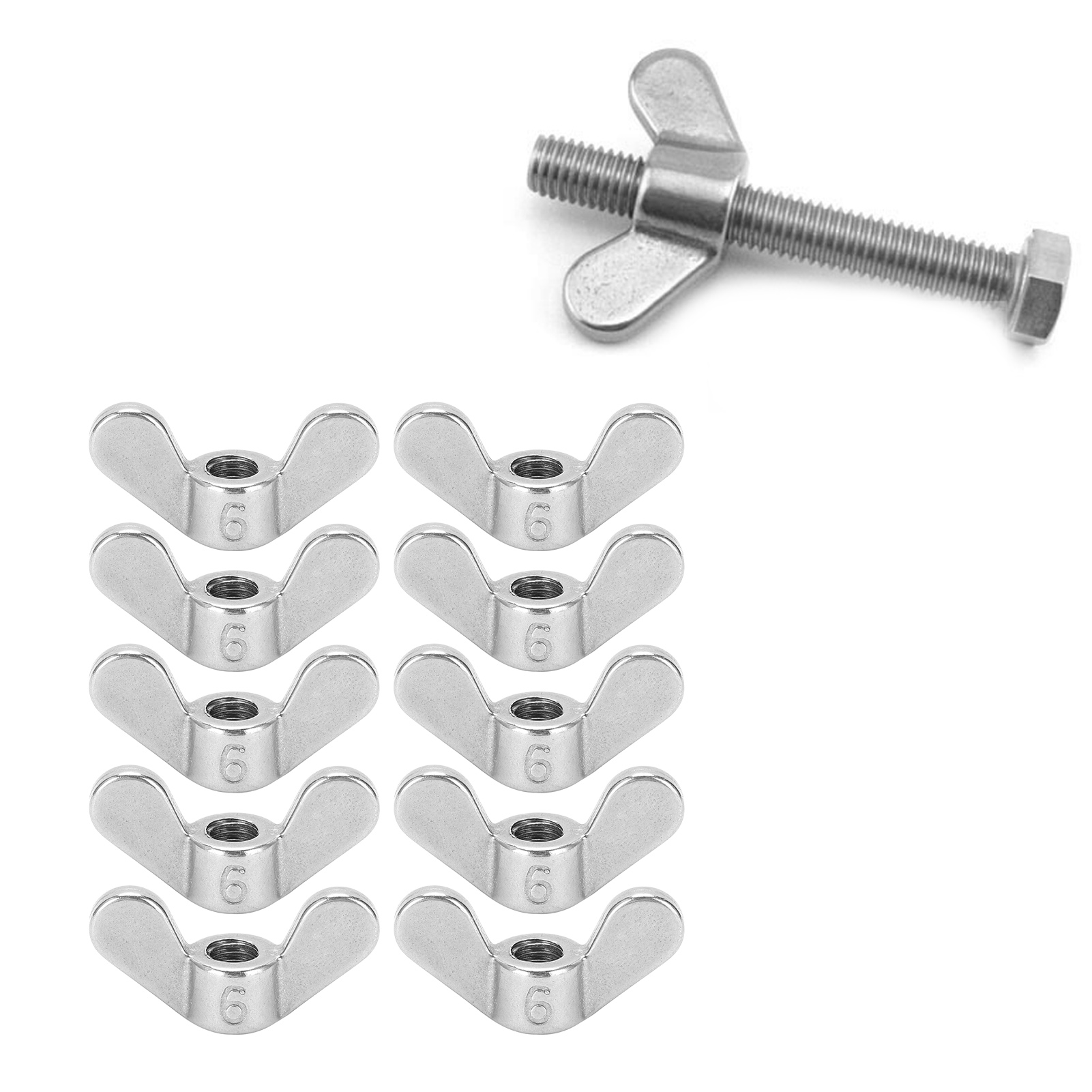 10 M6 Flügelmuttern Aus Edelstahl 304