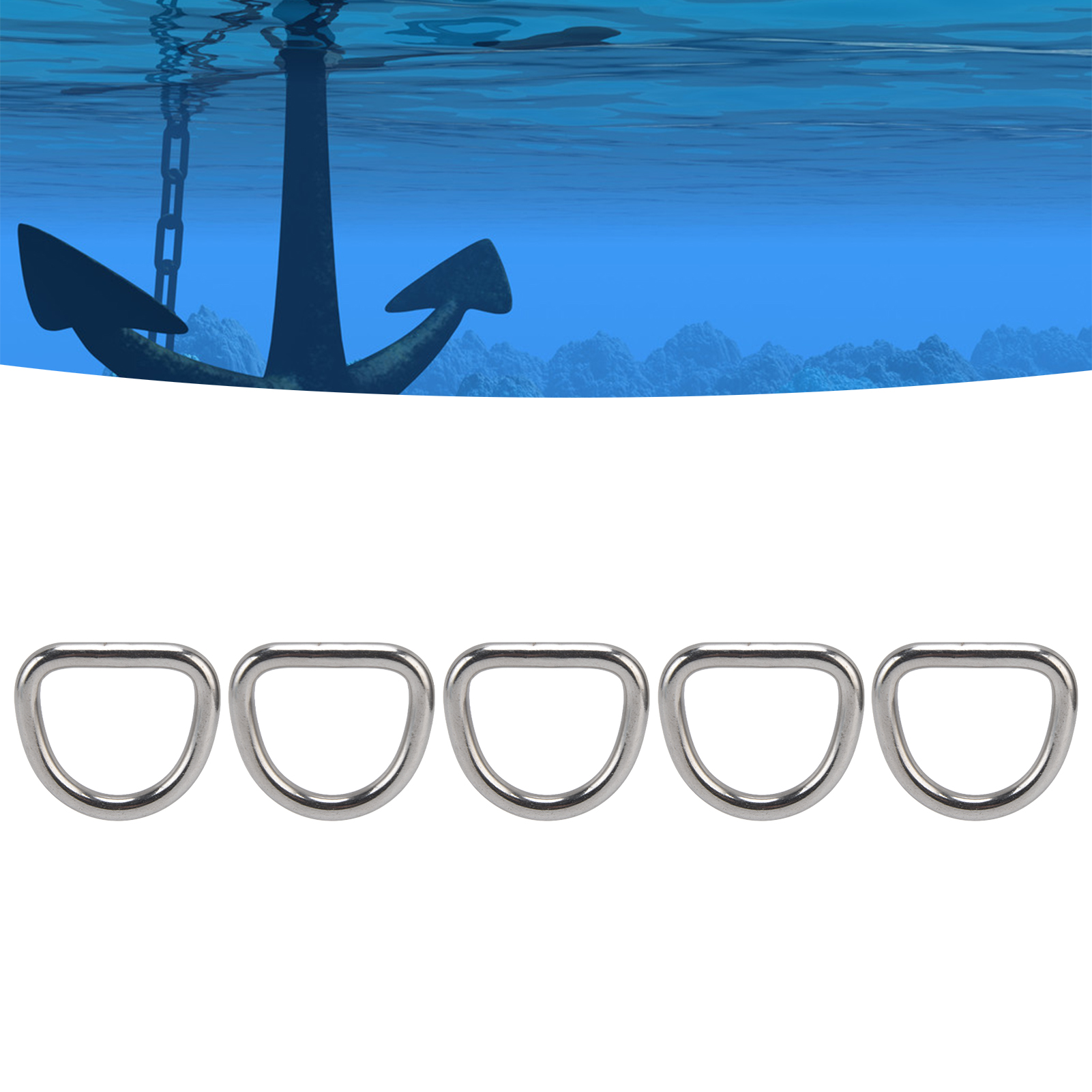 Fünf Nahtlose Hardware-zubehörteile Aus Edelstahl 316, D-ring, Marine-halbkreisring, 63330mm.