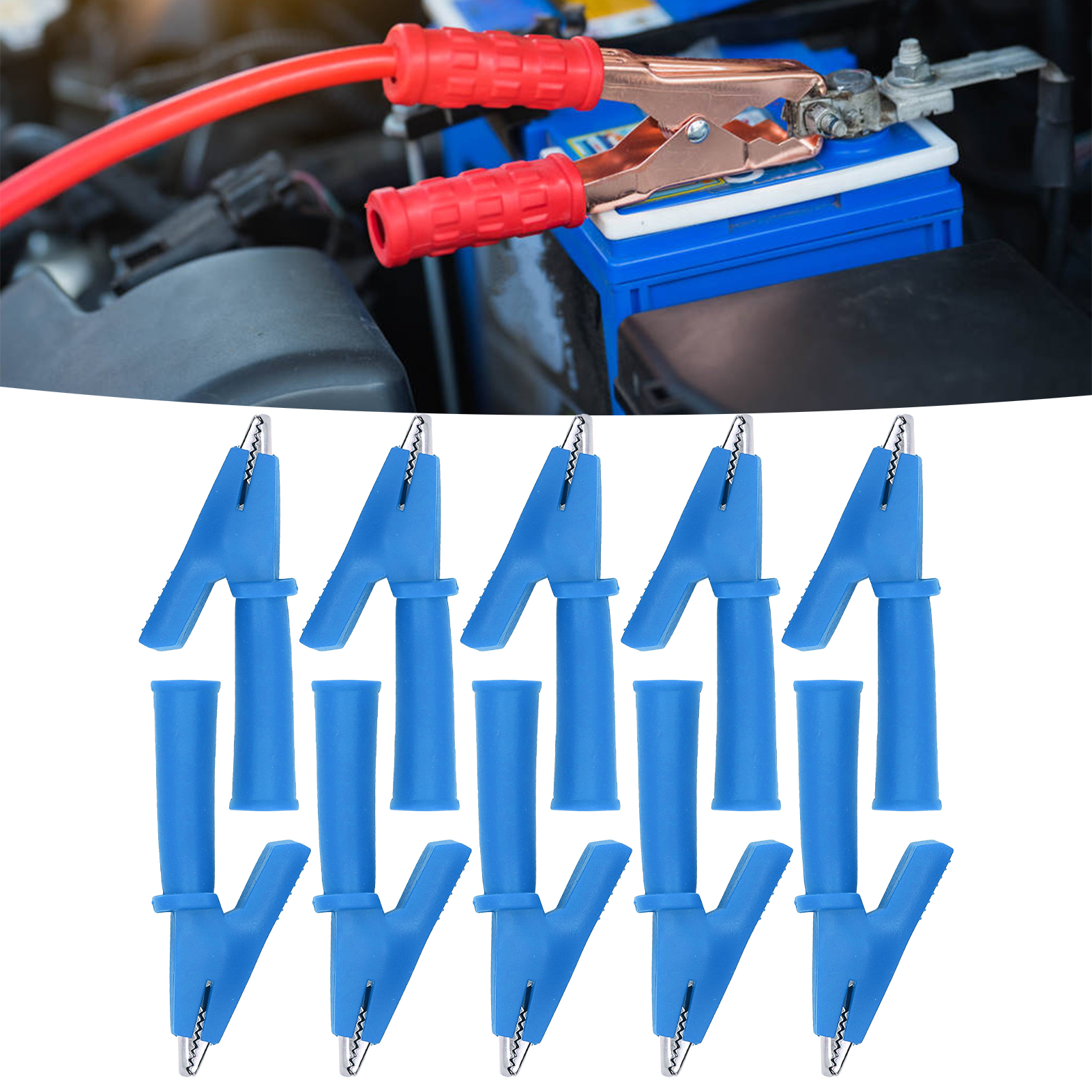 J.60048 5mm Öffnungsprüfzange, Krokodilklemme, 5mm Öffnungsadapterzange Mit 4mm Steckschlüssel Am Ende, Verkauft In 10er-packs, Blau.