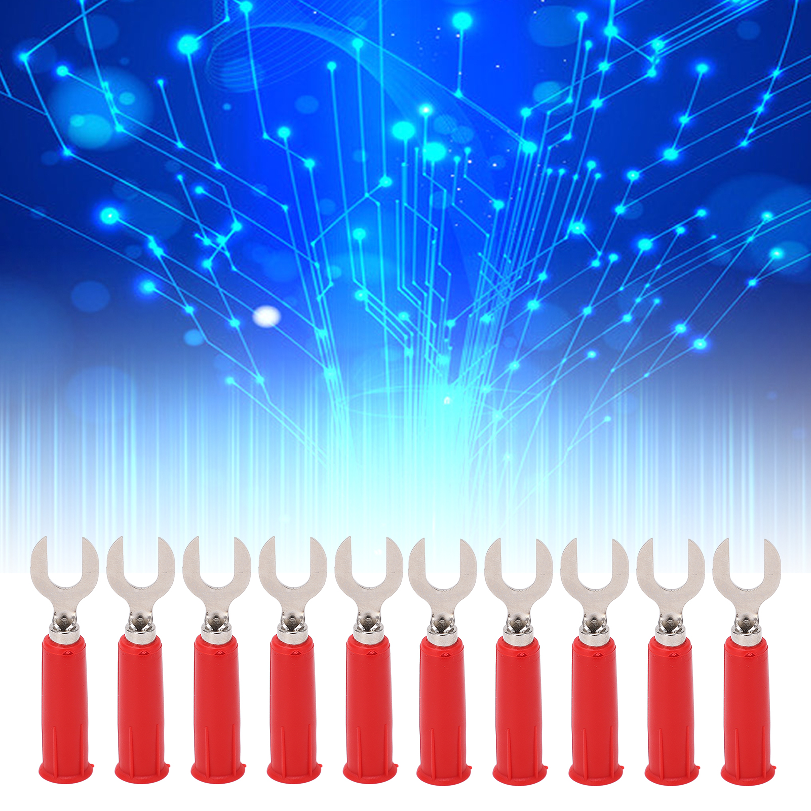 J.20019 6mm Hochspannungsfester U-stecker, 6mm Stift Auf Bananenstecker Adapter, U-stecker Mit 4mm Buchse Am Ende, Verkauft In 10er-packs, Rot.