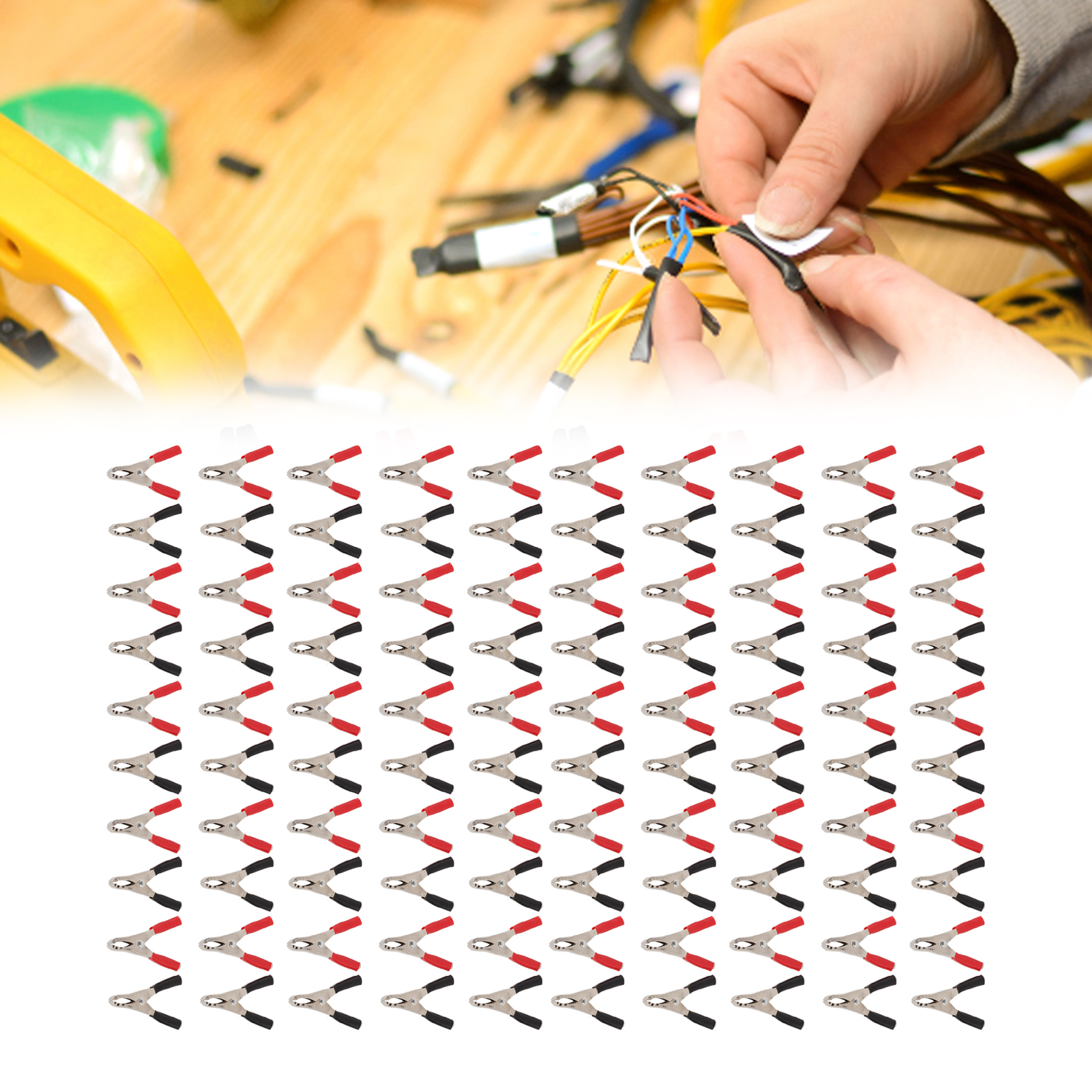 Rot Und Schwarz, 50 Sets Pro Bestellung, 20a Test-krokodilklemme J.60013, Halbummantelte Pvc-fischklemme, Drahtschweißklemme.