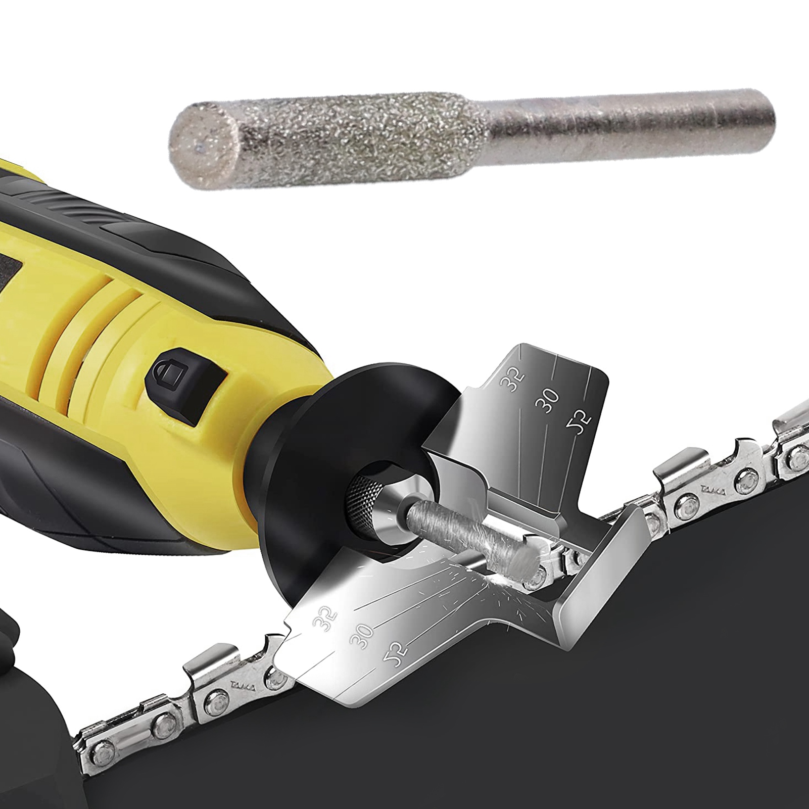 Schärfköpfe Für Kettensägen, Schärfköpfe Für Kettensägenschärfmaschinen, Feilen In Verschiedenen Größen, Schleifmittel Für Kettensägengravuren, Silber 4 Mm.
