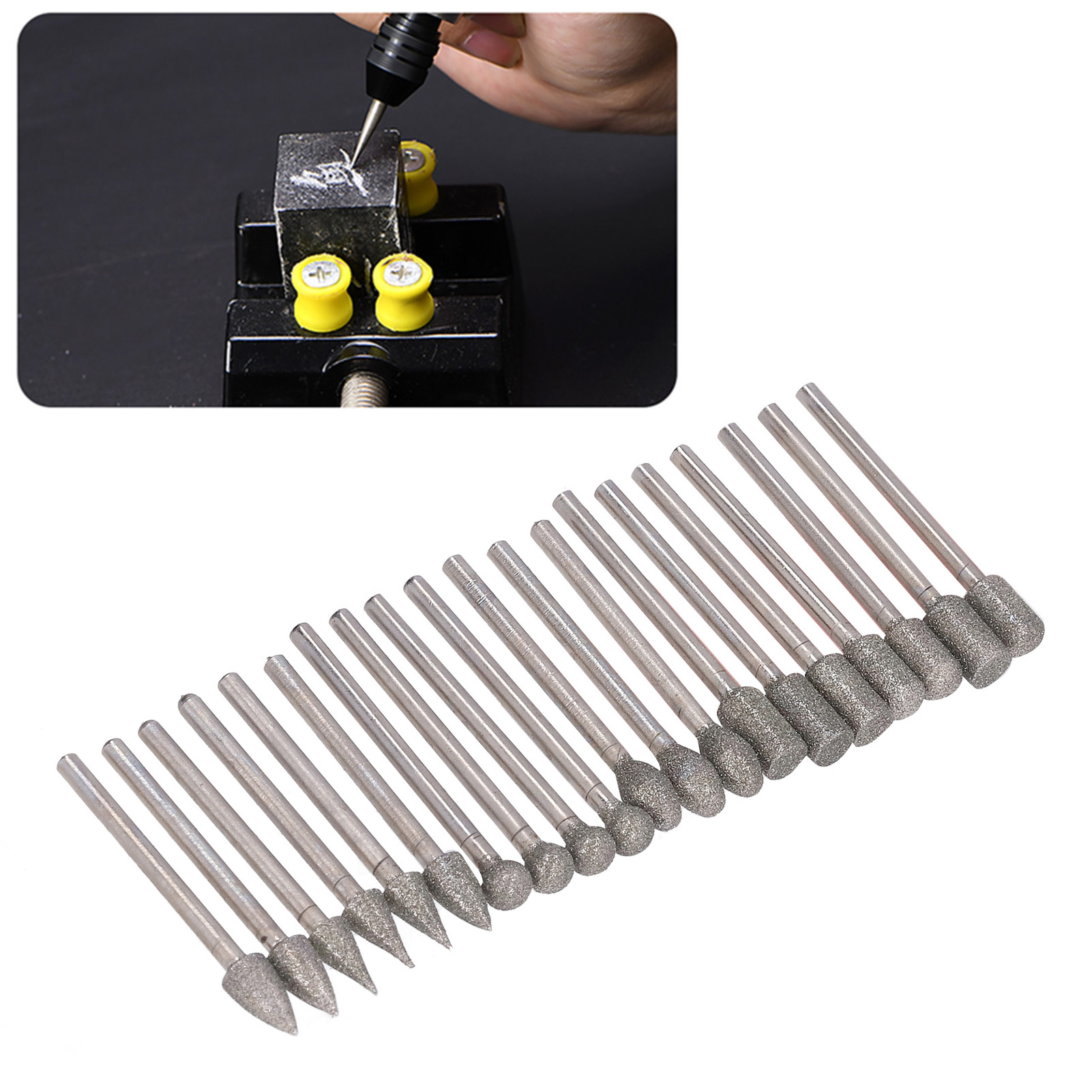 Set Mit 20 Diamantschleifköpfen In Verschiedenen Ausführungen