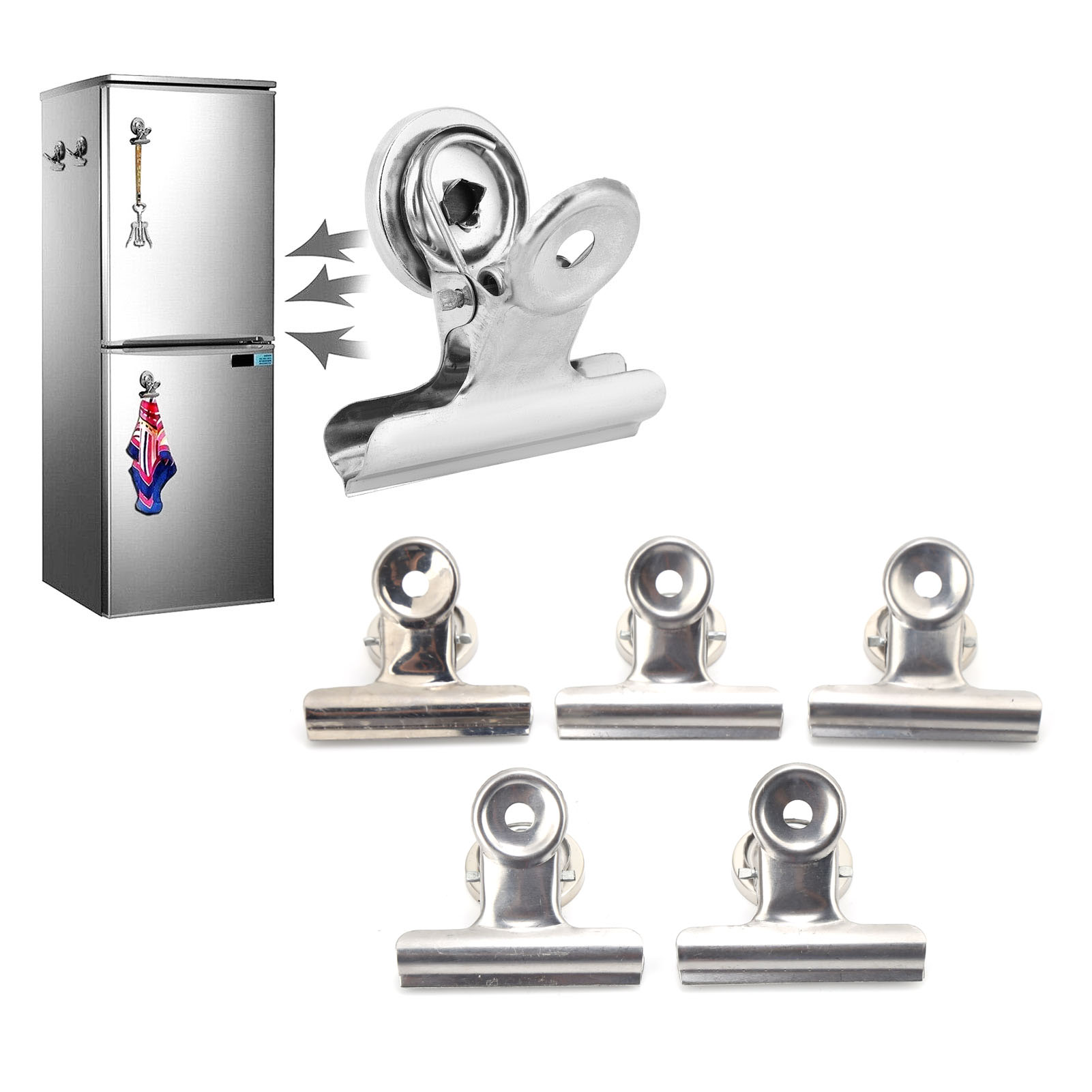 L31 Magnetclip, Runder Magnetclip Aus Metall, Robuster Magnetclip Aus Edelstahl, Silber