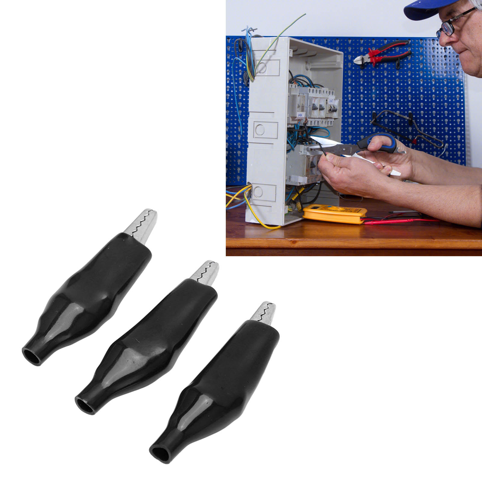 Großer Krokodilclip Mit Einzelgriff Und Metall- Und Kunststoffscheide Zum Testen, Großer Clip Für Ladezubehör, 45 Mm, 25.013, Verkauft In 50er-packungen, Schwarz.
