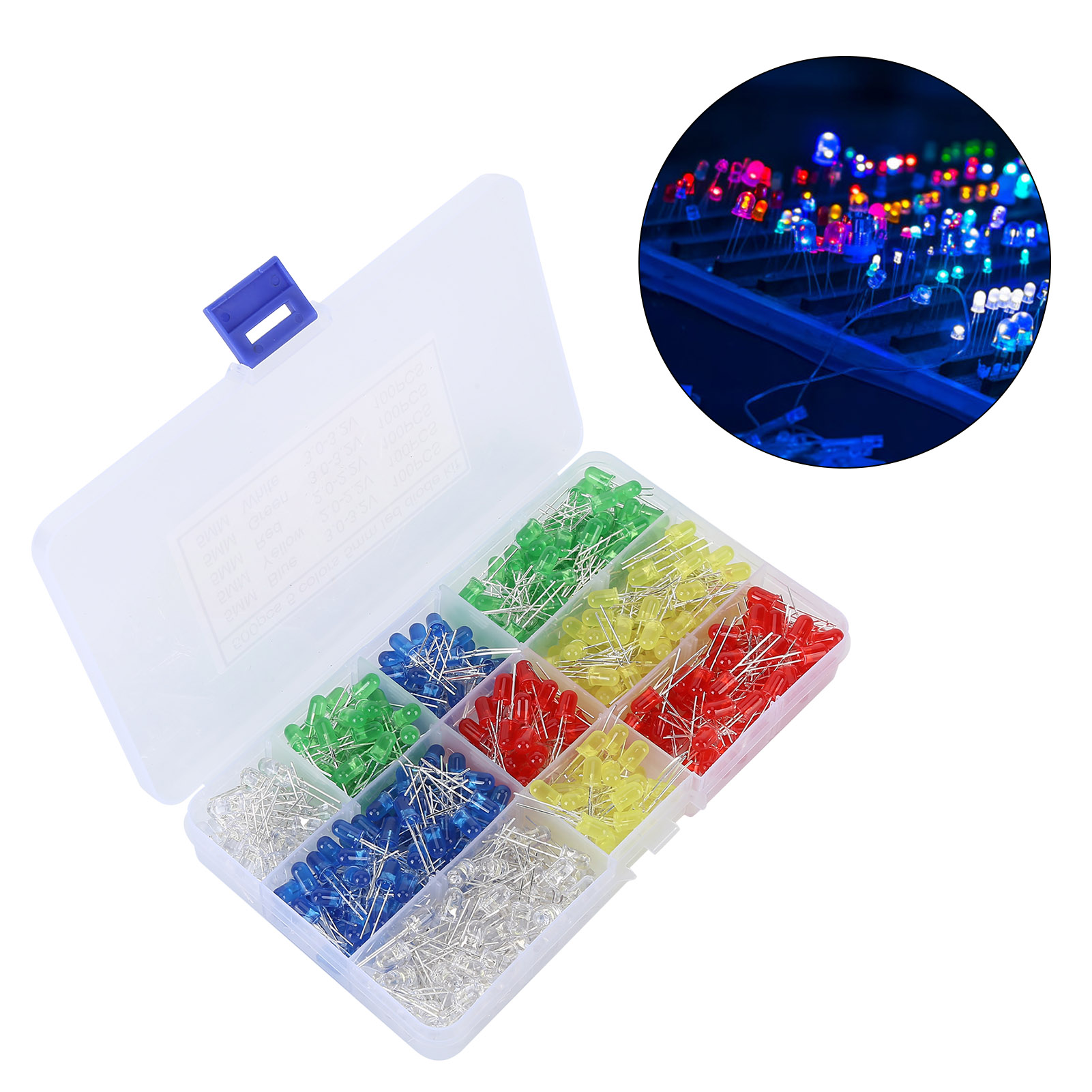 500 Leds, 5 Mm F/5 Rundkopf, Kurzes Kabel, Led-perlen Mit Durchgangsbohrung