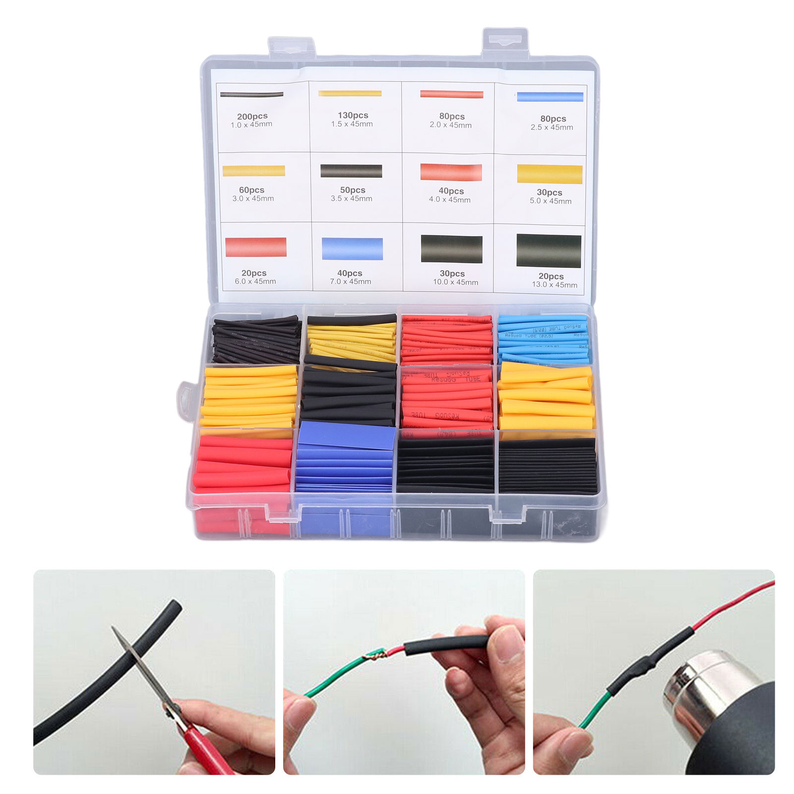 Set Mit 780 Wärmeschrumpfenden Isolierschläuchen Für Heimwerkerarbeiten Im Bereich Der Elektroinstallation, Zum Schutz Von Drähten Und Kabeln.